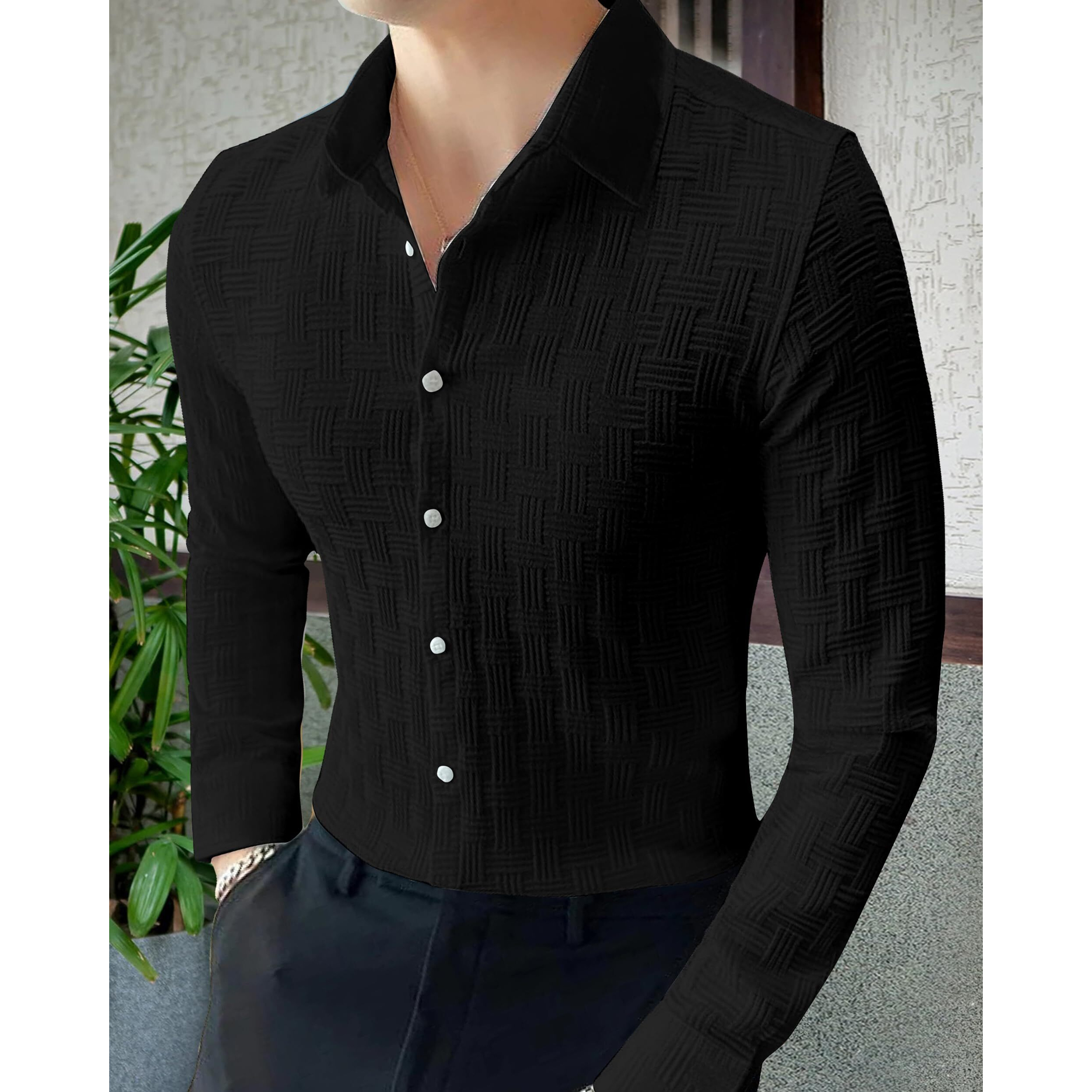 I Enterprise Casual Shirt For Men|| Regular Fit Shirt For Men|| Men Stylish Shirt || Men Solid Shirt With Spread Collar & Long Sleeve Black Size_Xl