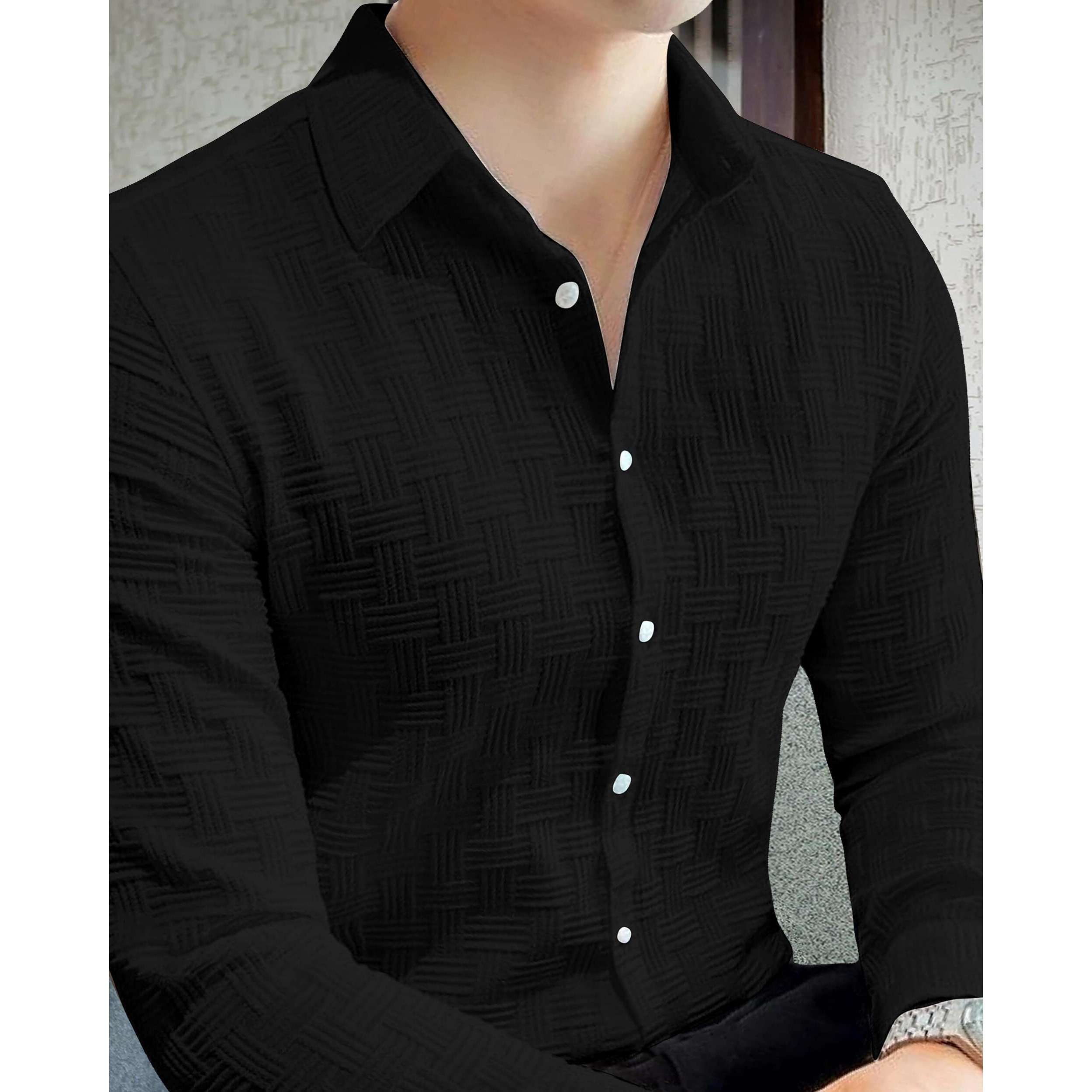 I Enterprise Casual Shirt For Men|| Regular Fit Shirt For Men|| Men Stylish Shirt || Men Solid Shirt With Spread Collar & Long Sleeve Black Size_Xl