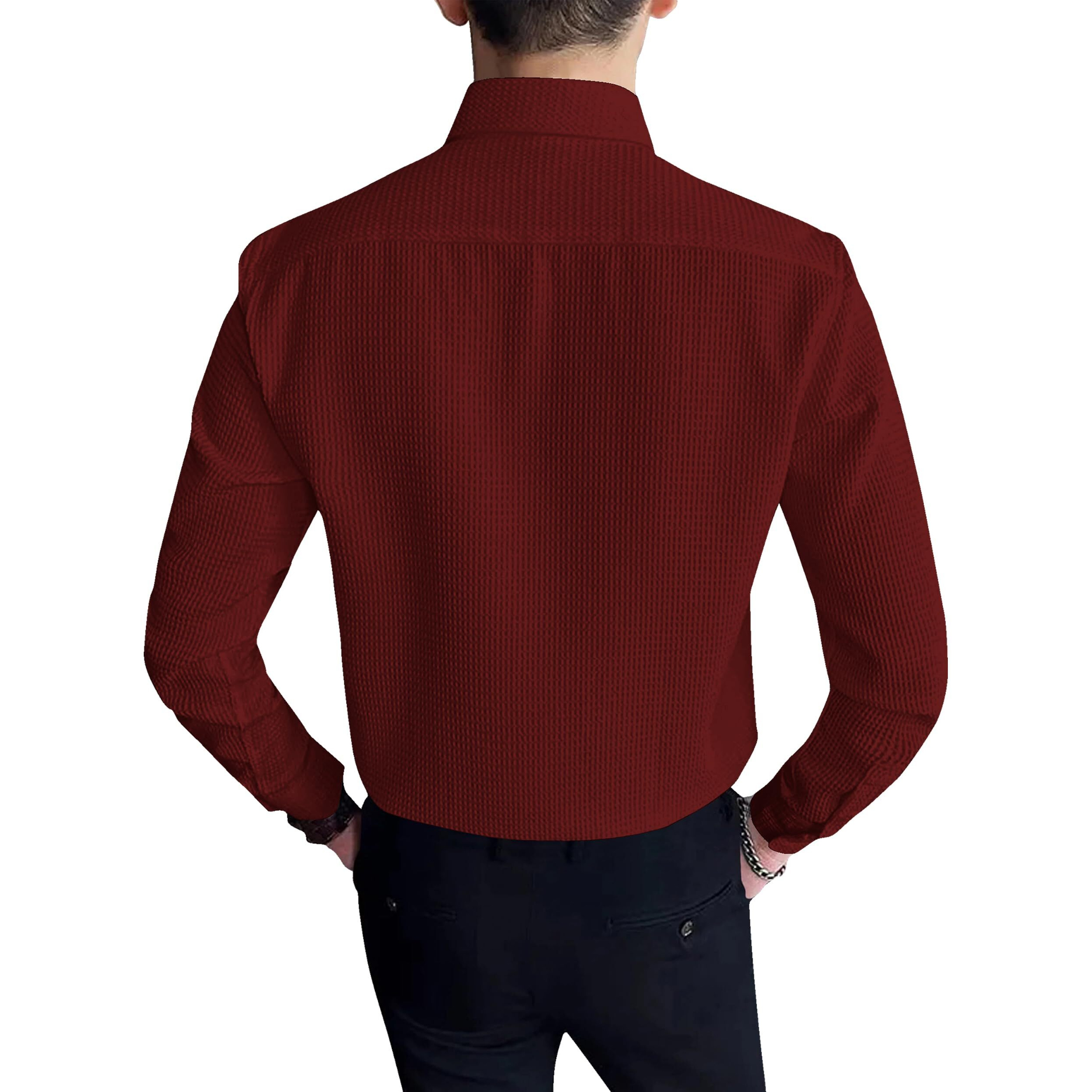 I Enterprise Men's & Boy's Shirts  Stylish Formal, Casual Fabric, Slim Fit & Regular Fit || Trendy Colors & Designs (Dm4_Sr134-Xl) Maroon