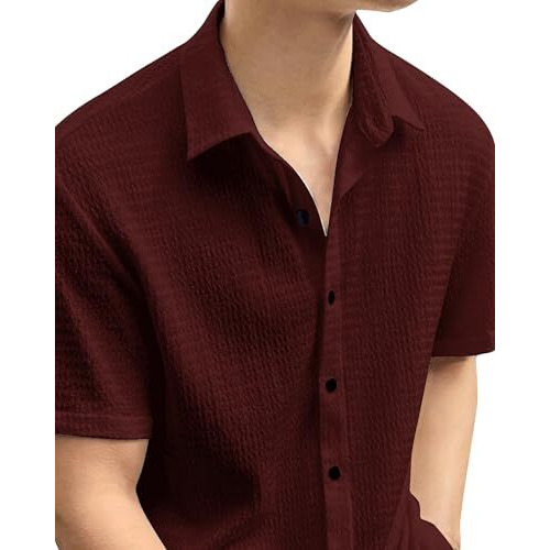 I Enterprise Men's & Boy's Shirts  Stylish Formal, Casual Fabric, Slim Fit & Regular Fit || Trendy Colors & Designs (Ds1_Sr104-M) Maroon