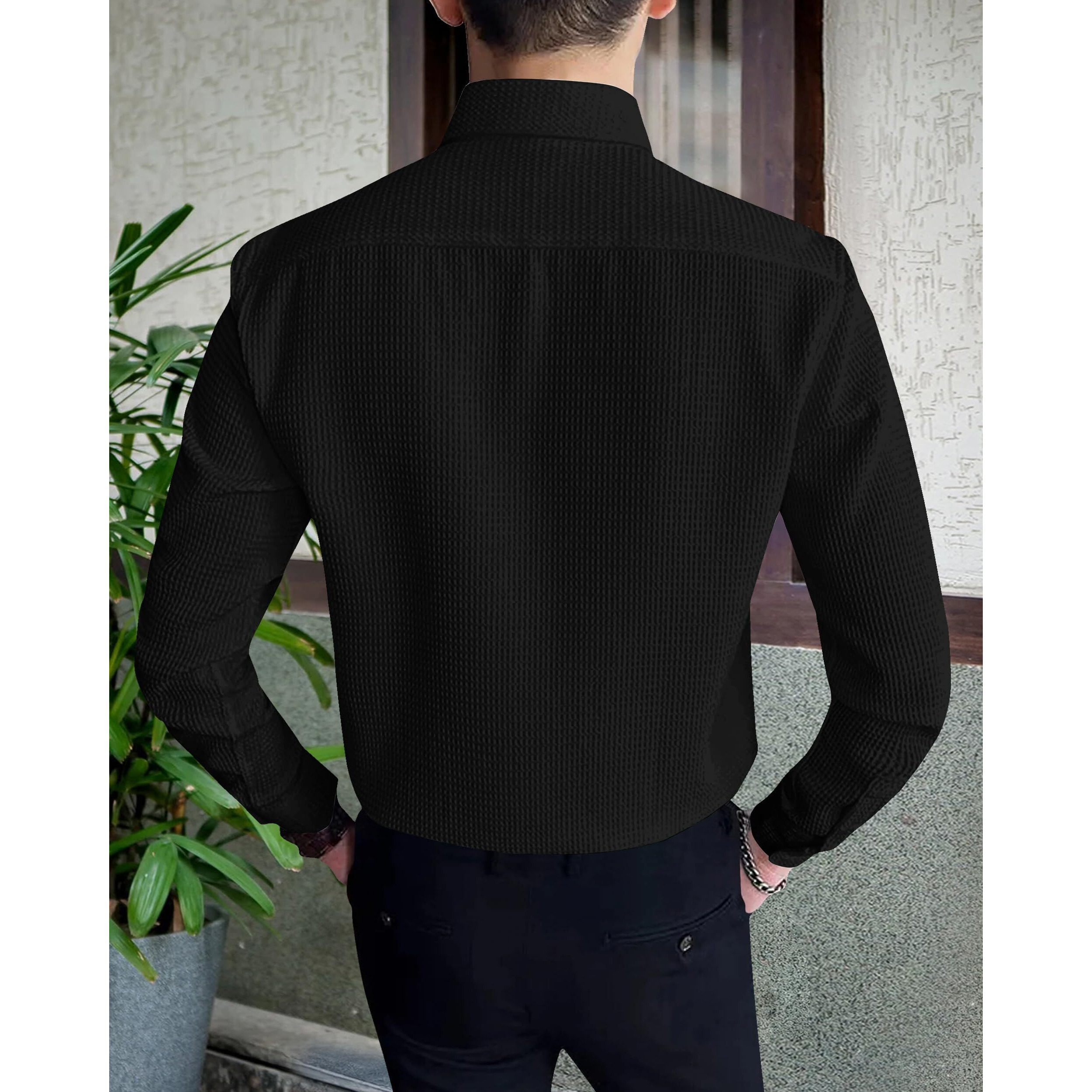 I Enterprise Casual Shirt For Men|| Regular Fit Shirt For Men|| Men Stylish Shirt || Men Solid Shirt With Spread Collar & Long Sleeve Black Size_Xl.
