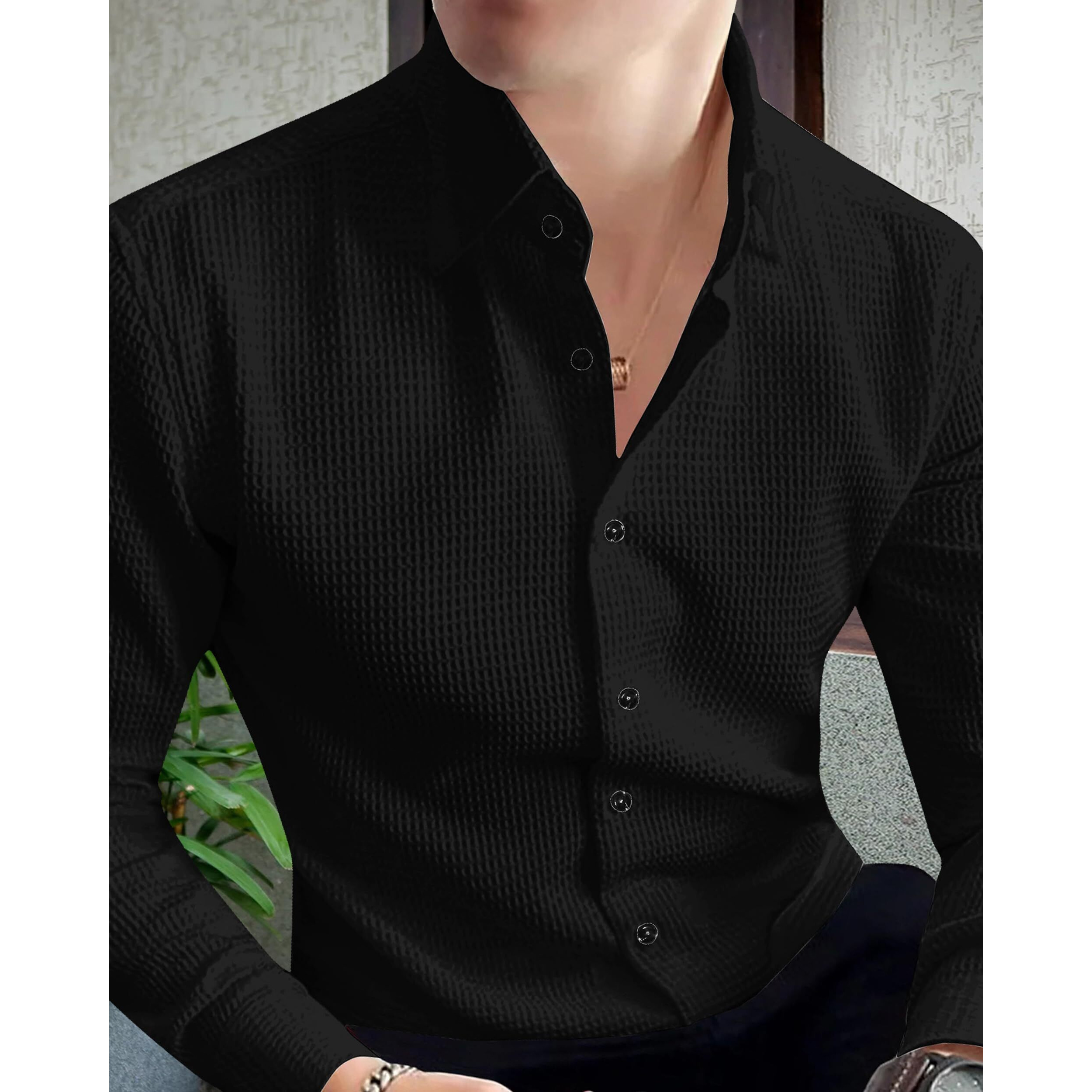 I Enterprise Casual Shirt For Men|| Regular Fit Shirt For Men|| Men Stylish Shirt || Men Solid Shirt With Spread Collar & Long Sleeve Black Size_Xl.