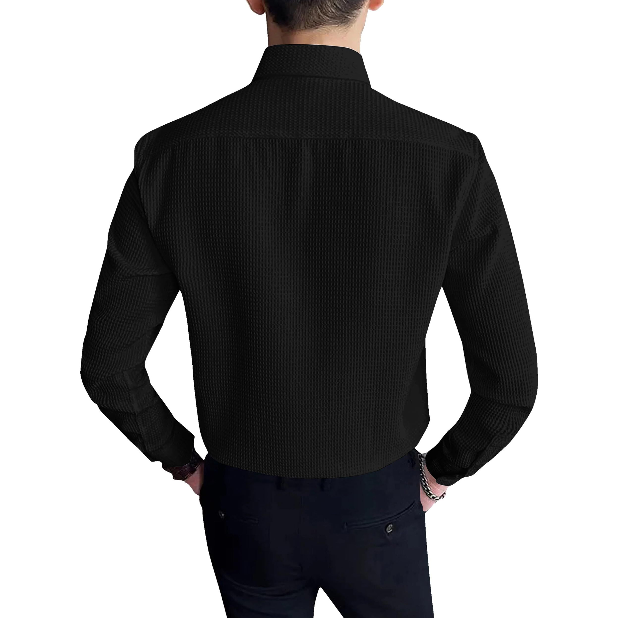 I Enterprise Men's & Boy's Shirts  Stylish Formal, Casual Fabric, Slim Fit & Regular Fit || Trendy Colors & Designs (Dm4_Sr132-M) Black