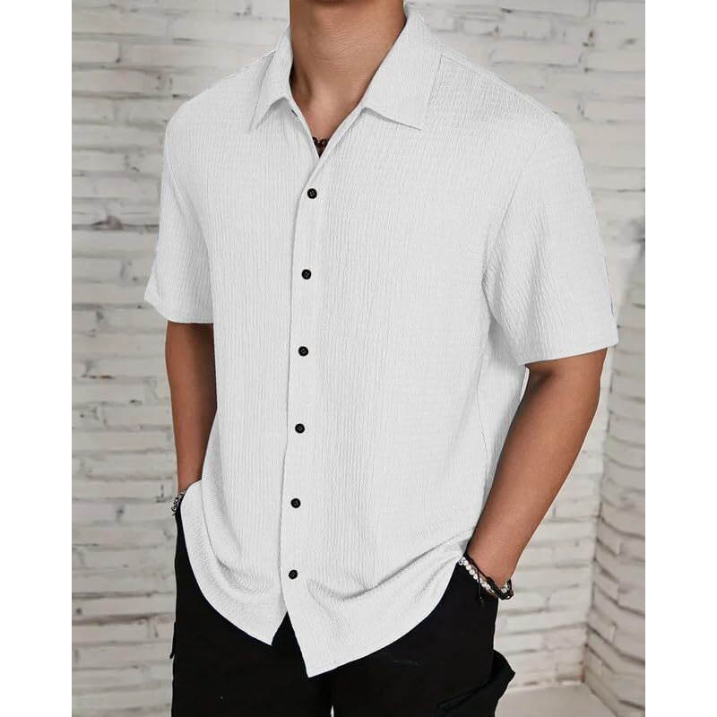 I Enterprise Casual Shirt For Men|| Regular Fit Shirt For Men|| Men Stylish Shirt || Men Solid Shirt With Spread Collar & Half Sleeve White Size_M