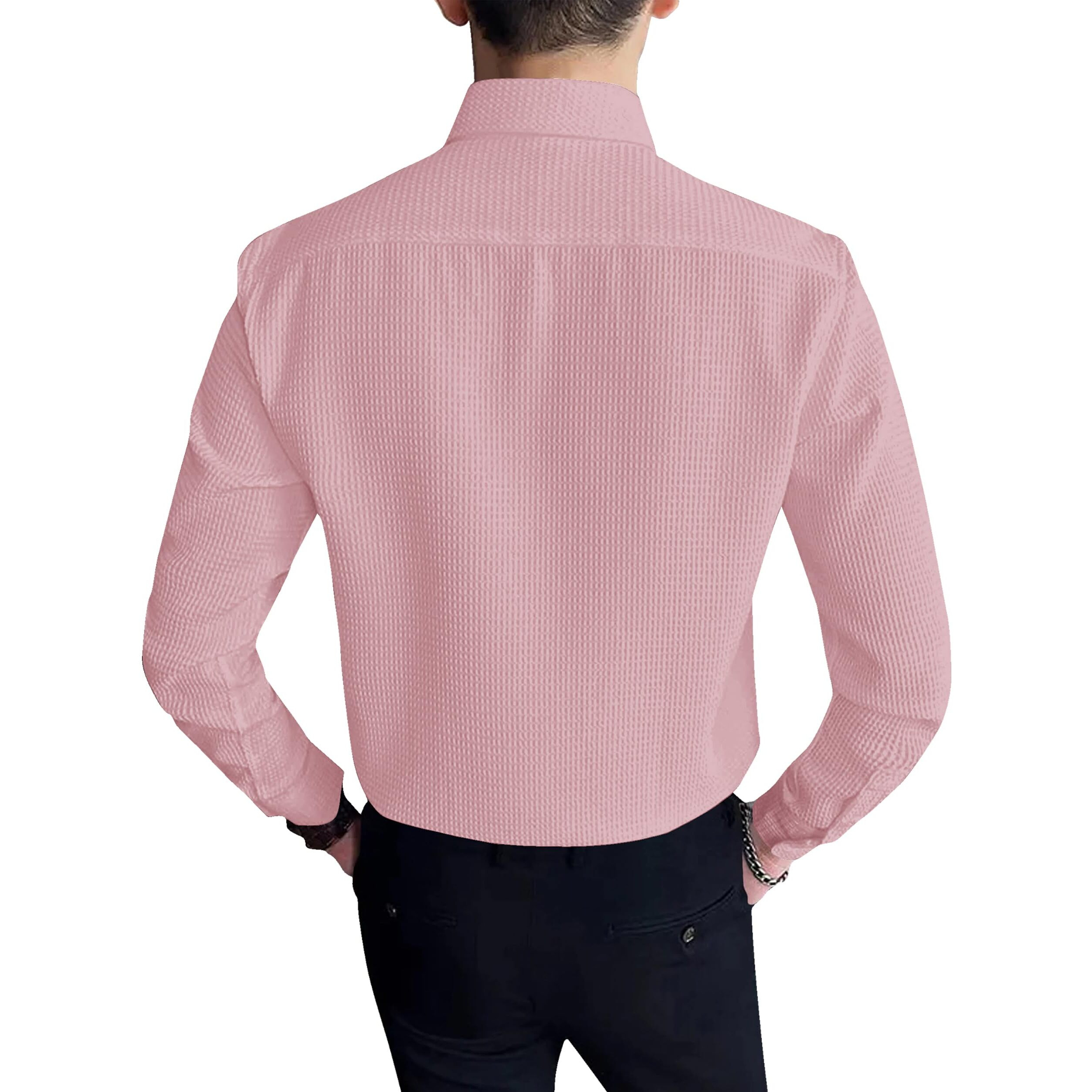 I Enterprise Men's & Boy's Shirts  Stylish Formal, Casual Fabric, Slim Fit & Regular Fit || Trendy Colors & Designs (Dm4_Sr138-L) Pink