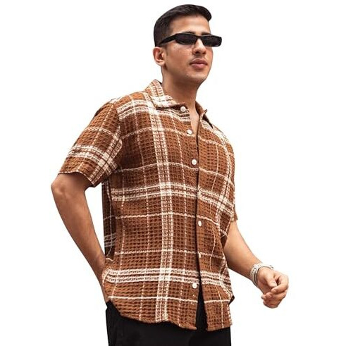 I Enterprise Men's & Boy's Shirts  Stylish Formal, Casual Fabric, Slim Fit & Regular Fit || Trendy Colors & Designs (Dm6_Sr158-M) Brown