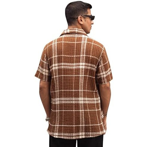 I Enterprise Men's & Boy's Shirts  Stylish Formal, Casual Fabric, Slim Fit & Regular Fit || Trendy Colors & Designs (Dm6_Sr158-M) Brown