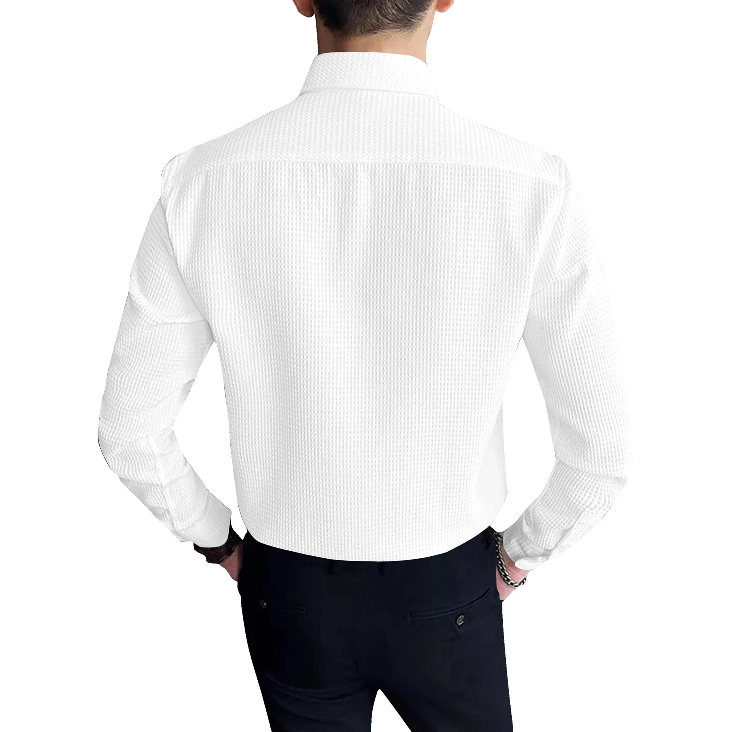 I Enterprise Men's & Boy's Shirts  Stylish Formal, Casual Fabric, Slim Fit & Regular Fit || Trendy Colors & Designs (Dm4_Sr133-Xl) White