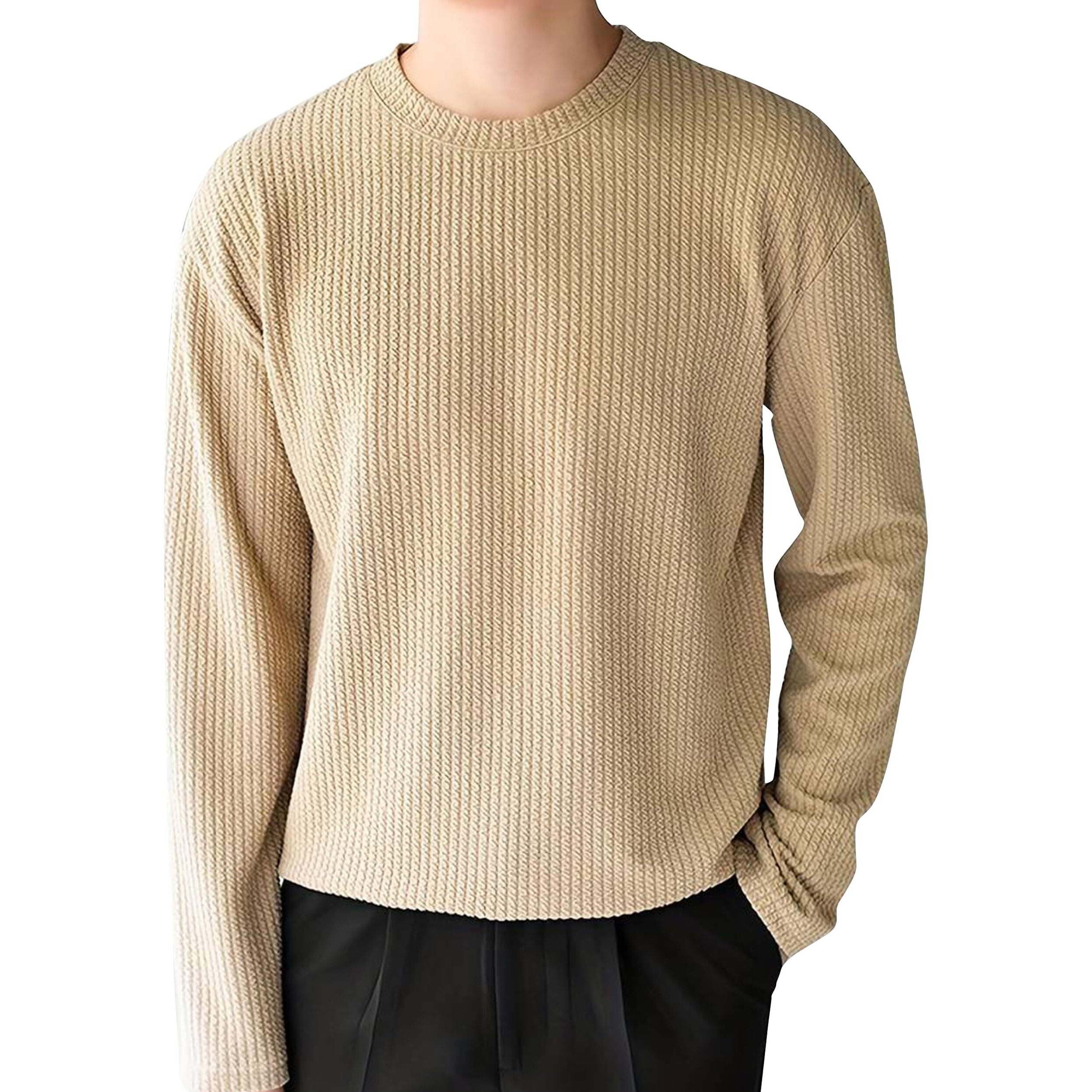 I Enterprise Cotton Blend Regular Fit Round Neck Plain Solid Full Sleeve T-Shirt For Men & Boys Color - Beige Size -Xl