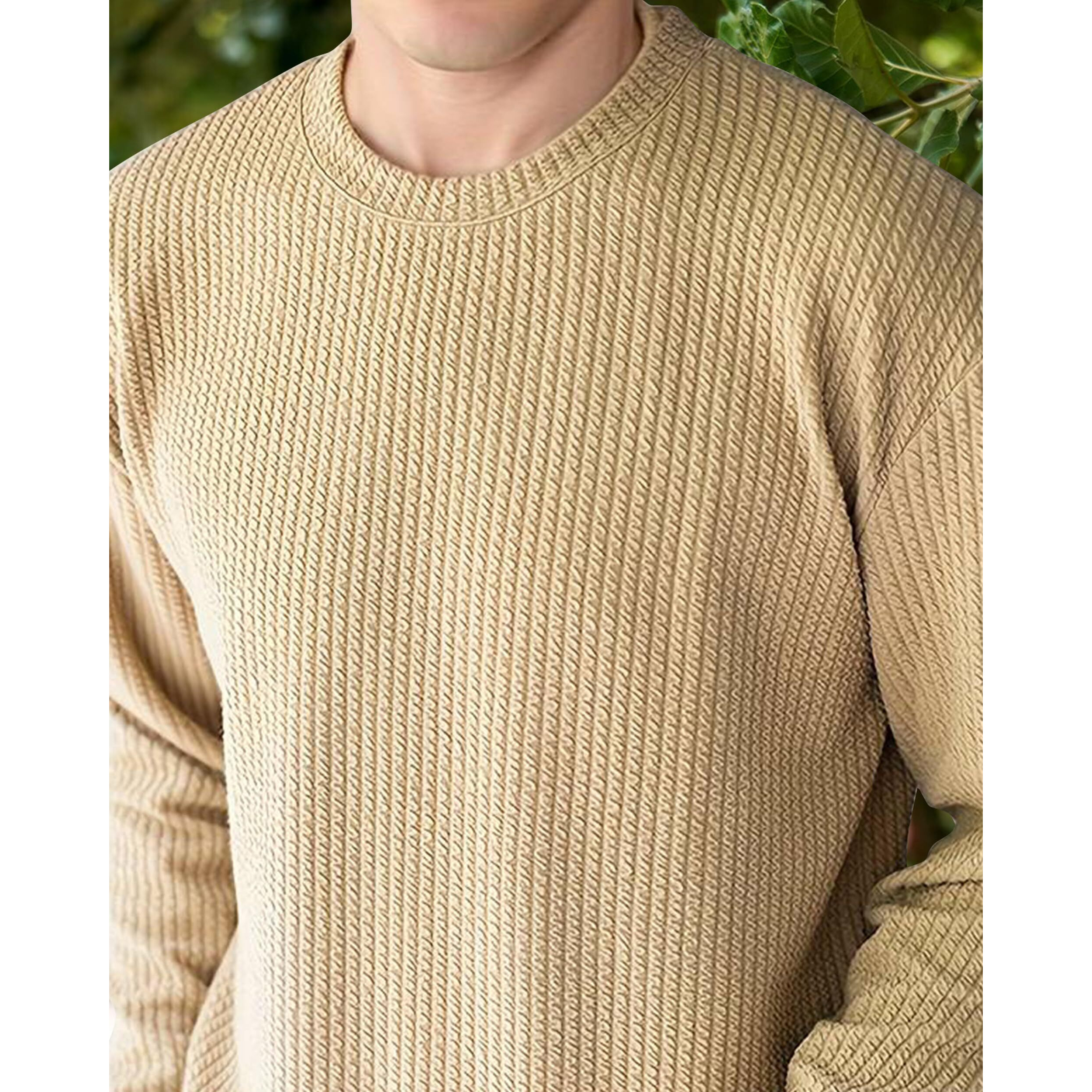 I Enterprise Cotton Blend Regular Fit Round Neck Plain Solid Full Sleeve T-Shirt For Men & Boys Color - Beige Size -Xl