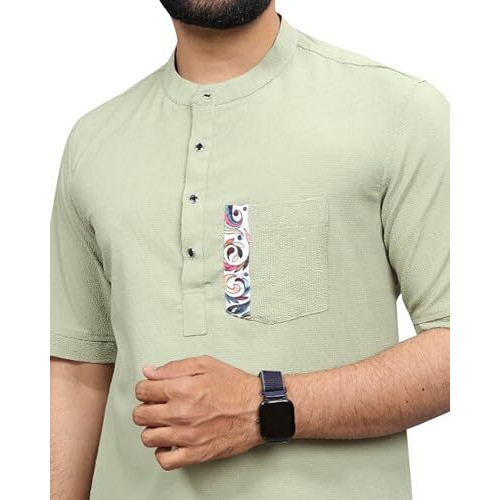 I Enterprise Men's & Boy's Front Button T-Shirts, Trendy Designs, And Comfortable Fit || Casual, Sports, And Everyday Wear || Soft & Durable Fabric (Ds1_Sr144-M) Green