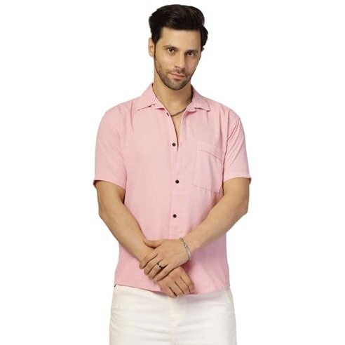 I Enterprise Men's & Boy's Shirt  Stylish Formal & Casual Wear Fabric, Trendy Designs || Ideal For Office, Parties & Everyday Use (Df4_Sr166-Xl) Pink