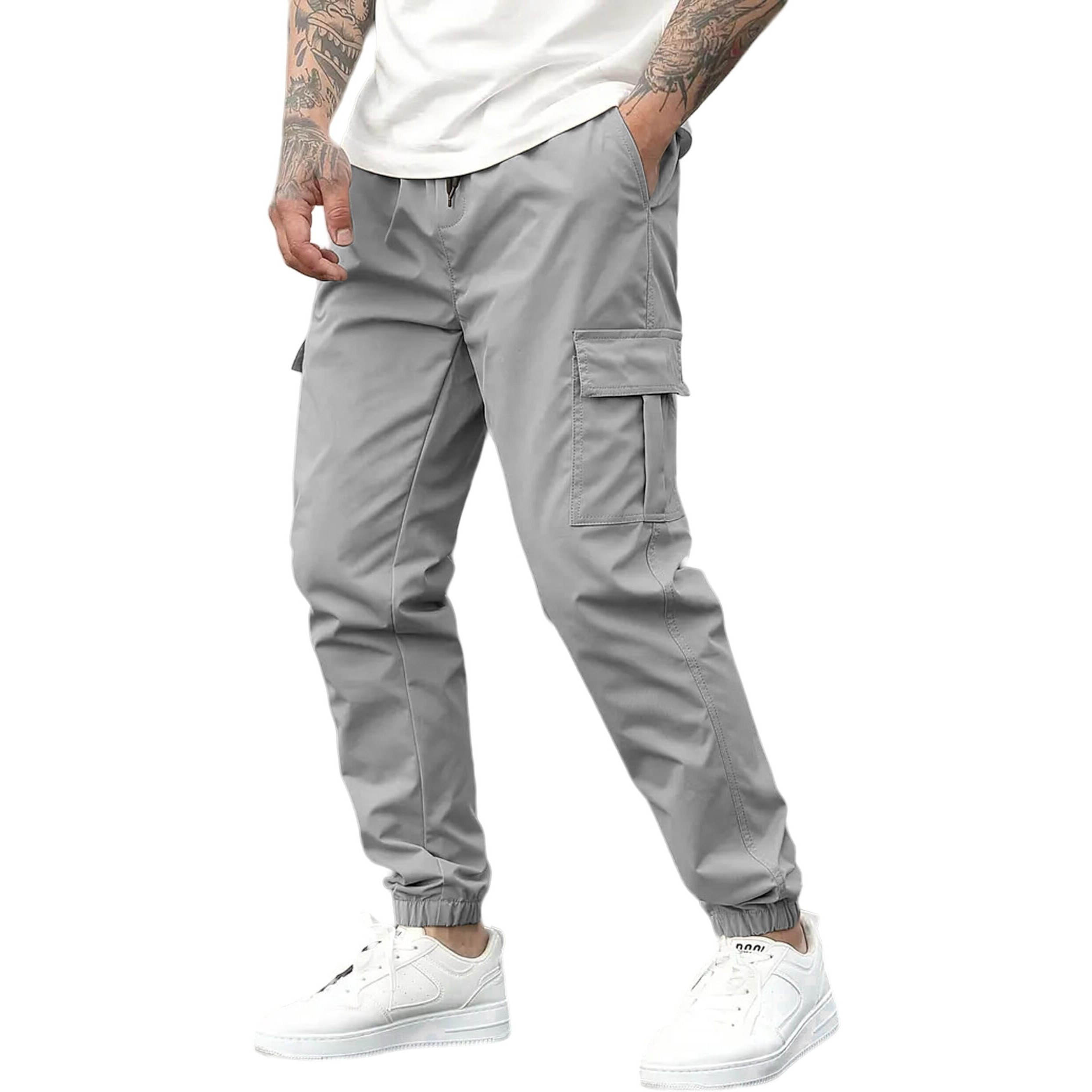 Indoprimo Men Cargo || Men Cargo Pants || Men Cargo Pants Cotton || Cargos For Men (In, Alpha, Xl, Light Grey)