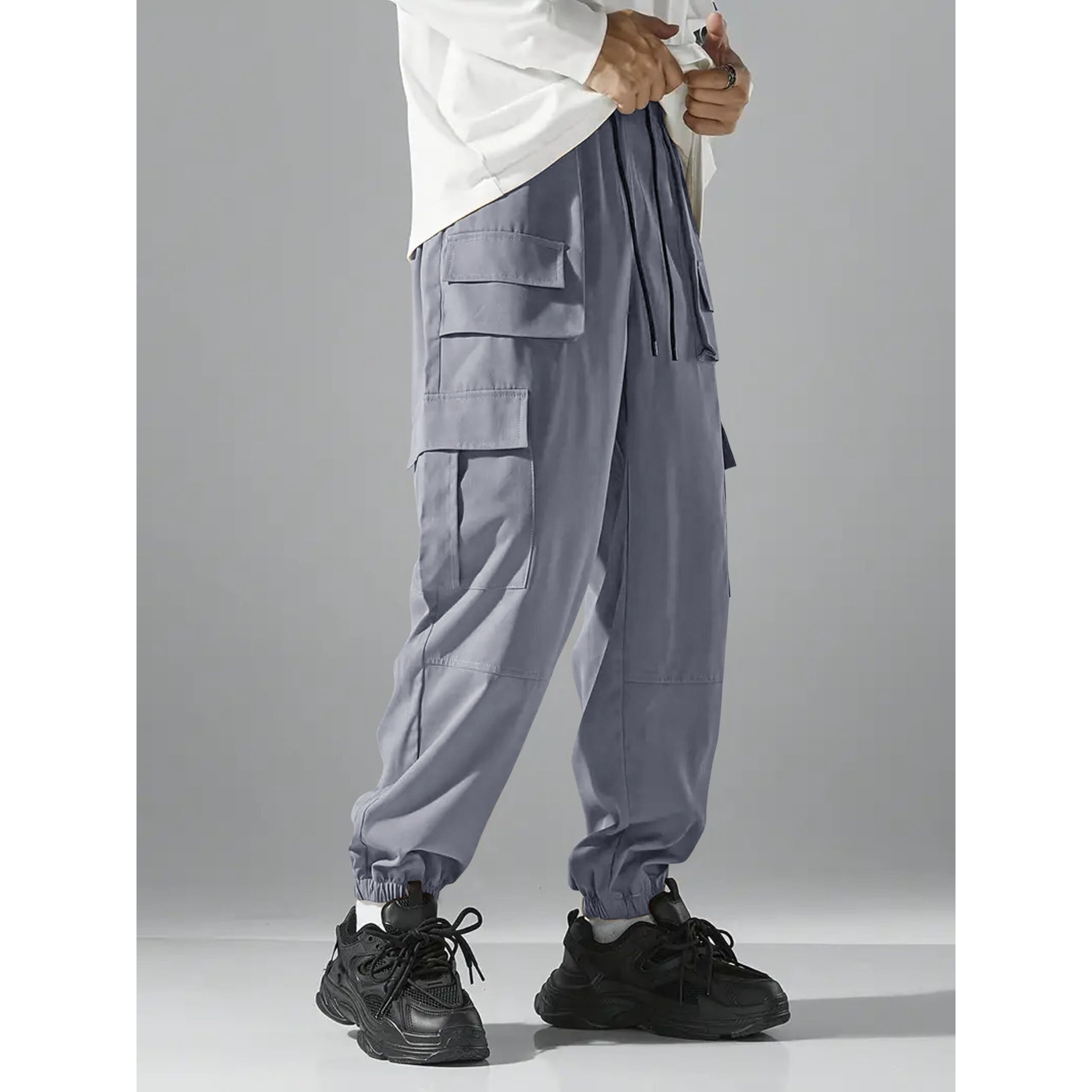 Indoprimo Men Cargo || Men Cargo Pants || Men Cargo Pants Cotton || Cargos For Men || Men Cargo Trouser - Paris (In, Alpha, L, Grey)