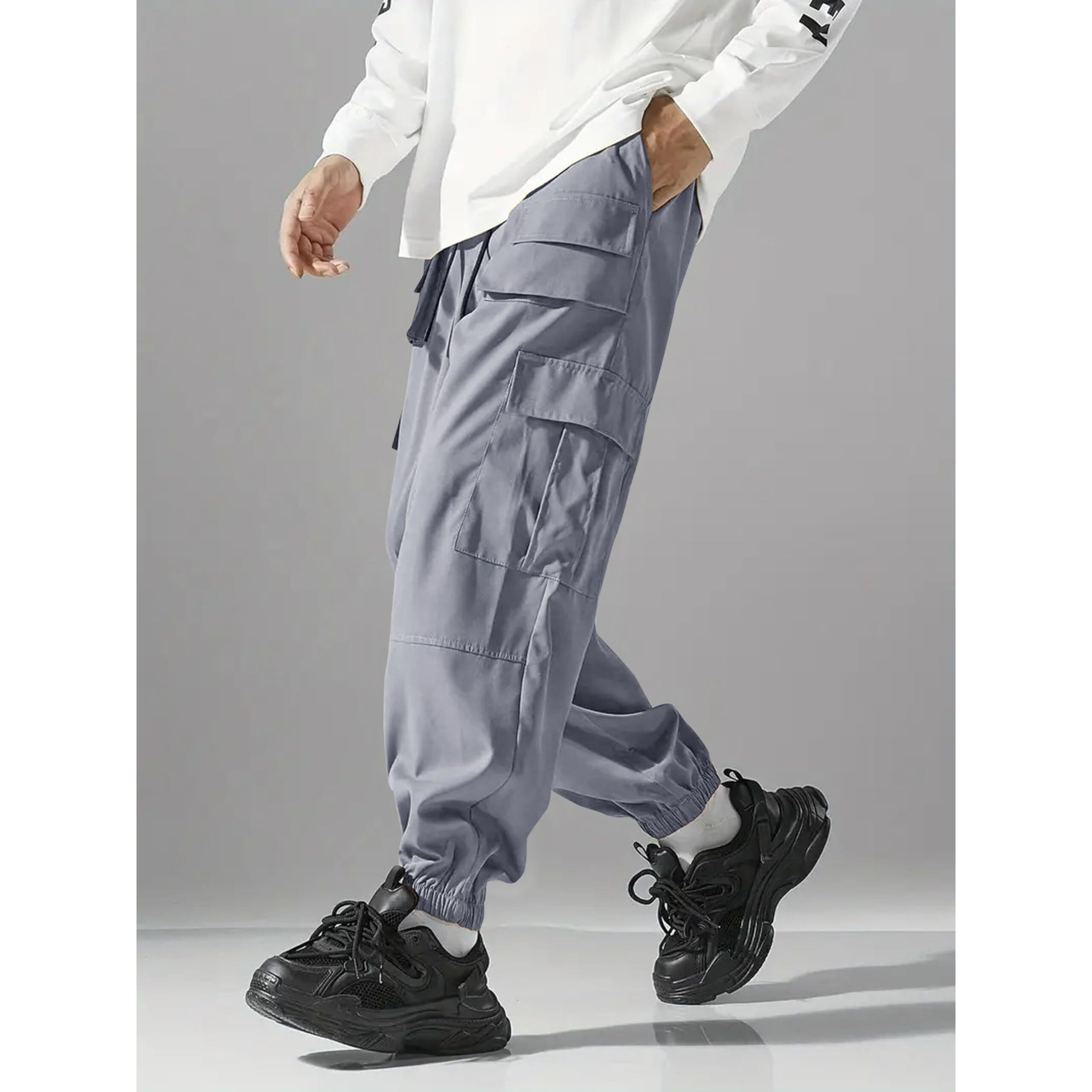 Indoprimo Men Cargo || Men Cargo Pants || Men Cargo Pants Cotton || Cargos For Men || Men Cargo Trouser - Paris (In, Alpha, L, Grey)