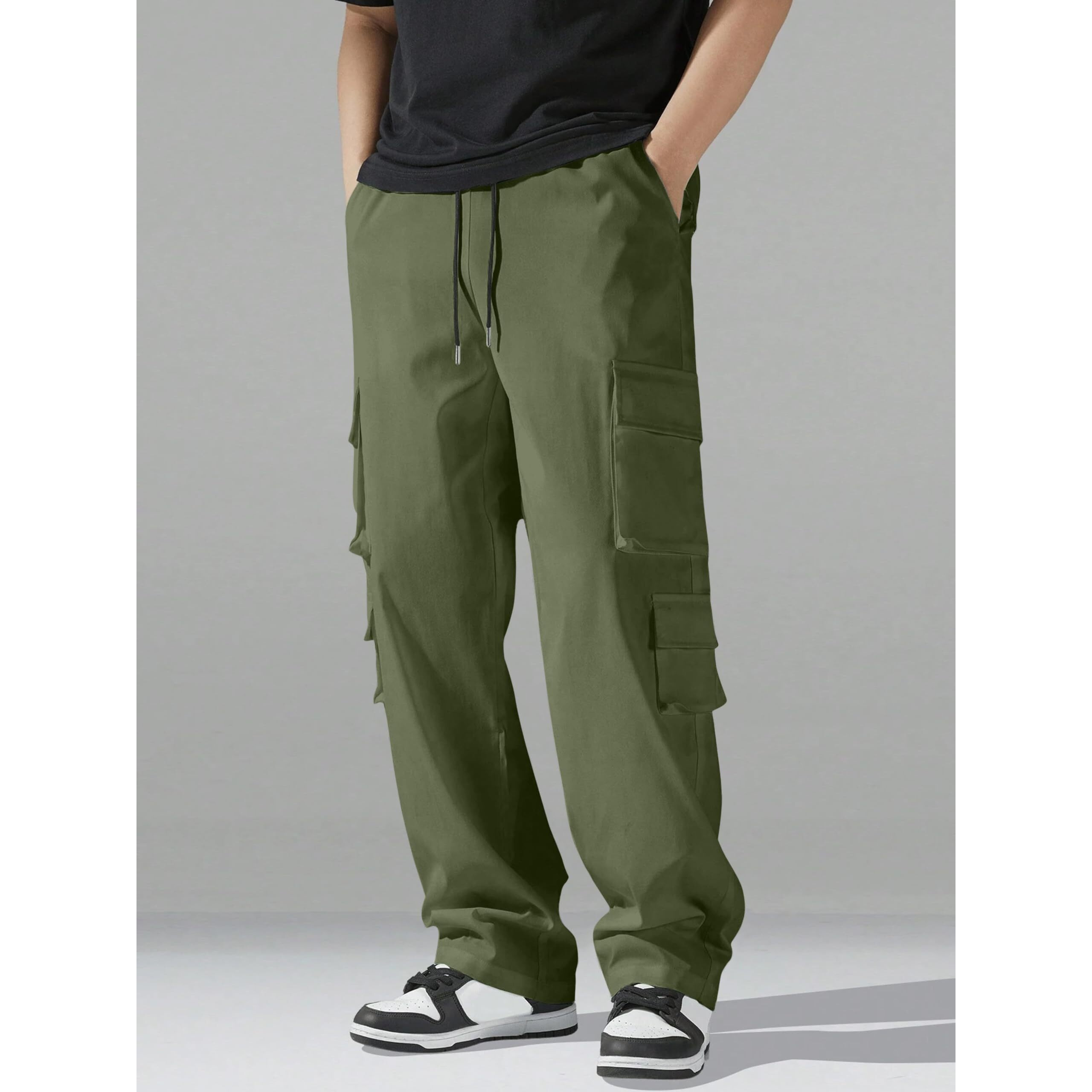 Indoprimo Men Cargo || Men Cargo Pants || Men Cargo Pants Cotton || Cargos For Men || Men Cargo Trouser (In, Alpha, M, Regular, Mahendi)