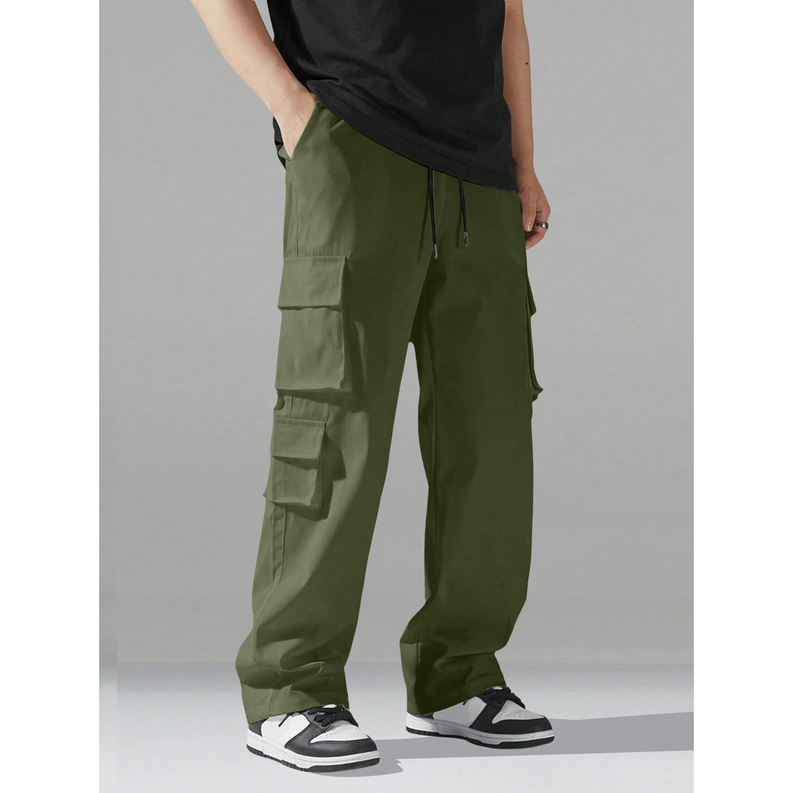 Indoprimo Men Cargo || Men Cargo Pants || Men Cargo Pants Cotton || Cargos For Men || Men Cargo Trouser (In, Alpha, M, Regular, Mahendi)