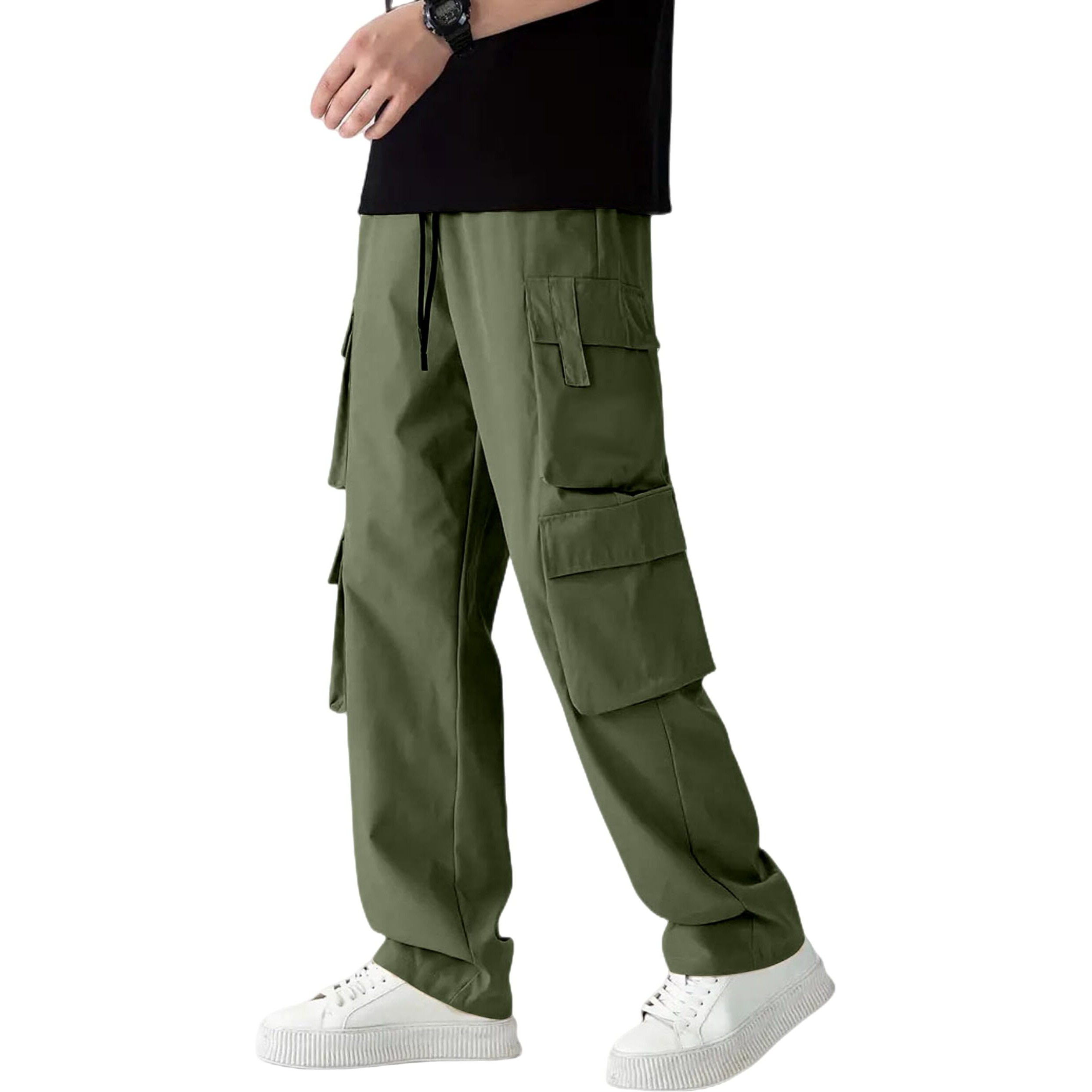 Indoprimo Men Cargo || Men Cargo Pants || Men Cargo Pants Cotton || Cargos For Men || Men Cargo Trouser - Denver (In, Alpha, L, Mahendi)