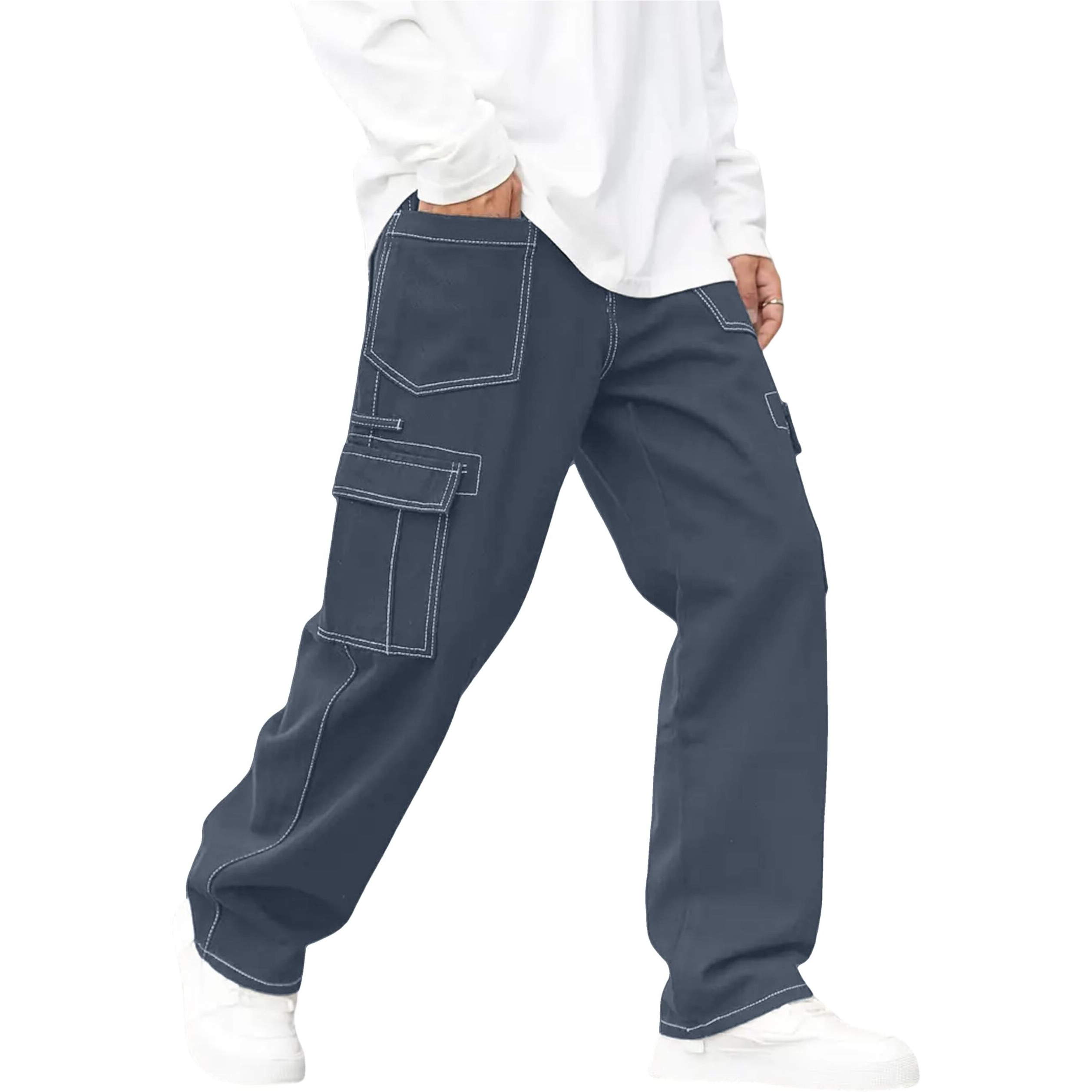 Indoprimo Men Cargo || Men Cargo Pants || Men Cargo Pants Cotton || Cargos For Men || Men Cargo Trouser - Isro (In, Alpha, M, Charcoal)