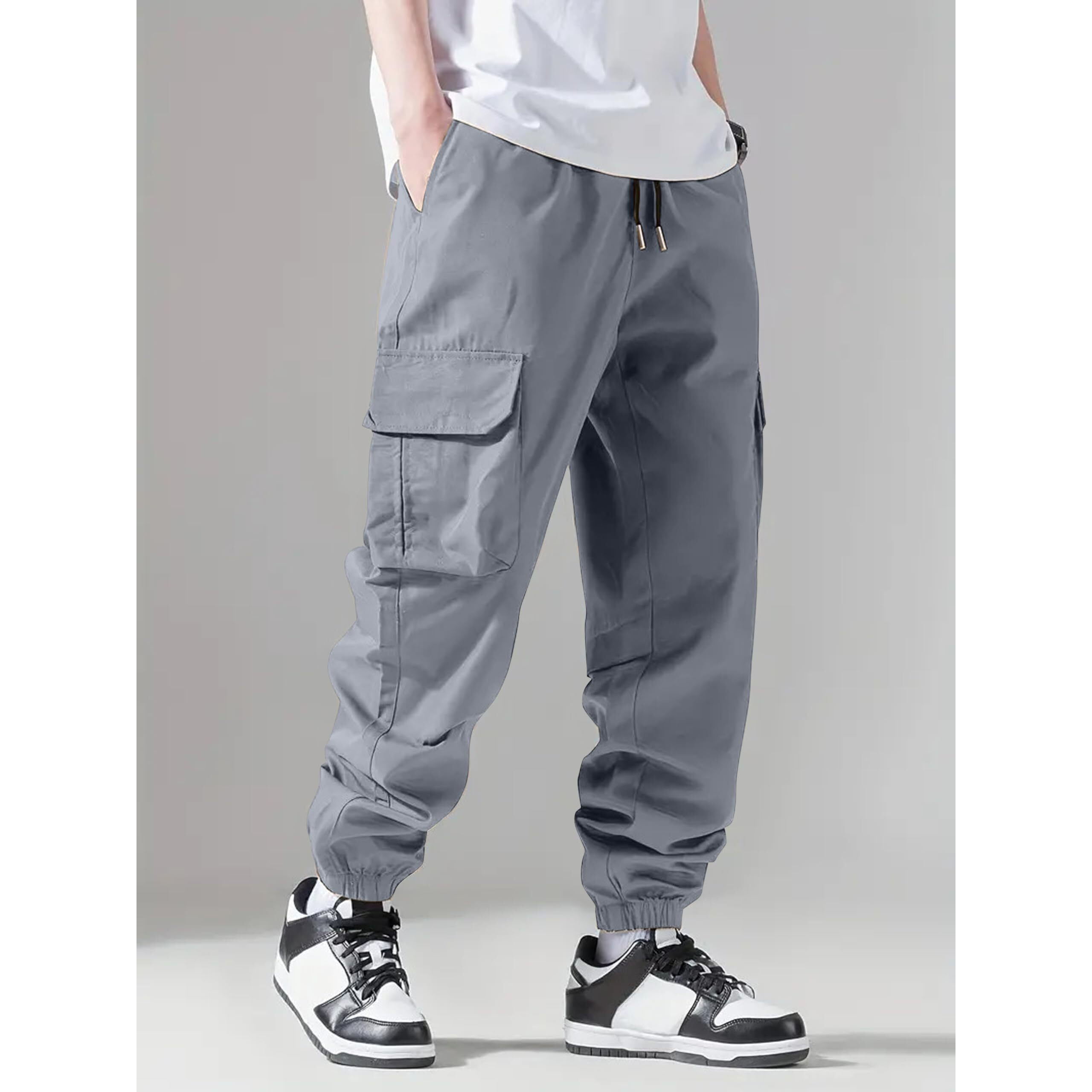 Indoprimo Men Cargo || Men Cargo Pants || Men Cargo Pants Cotton || Cargos For Men || Men Cargo Trouser (In, Alpha, 2Xl, Regular, Standard, Grey)