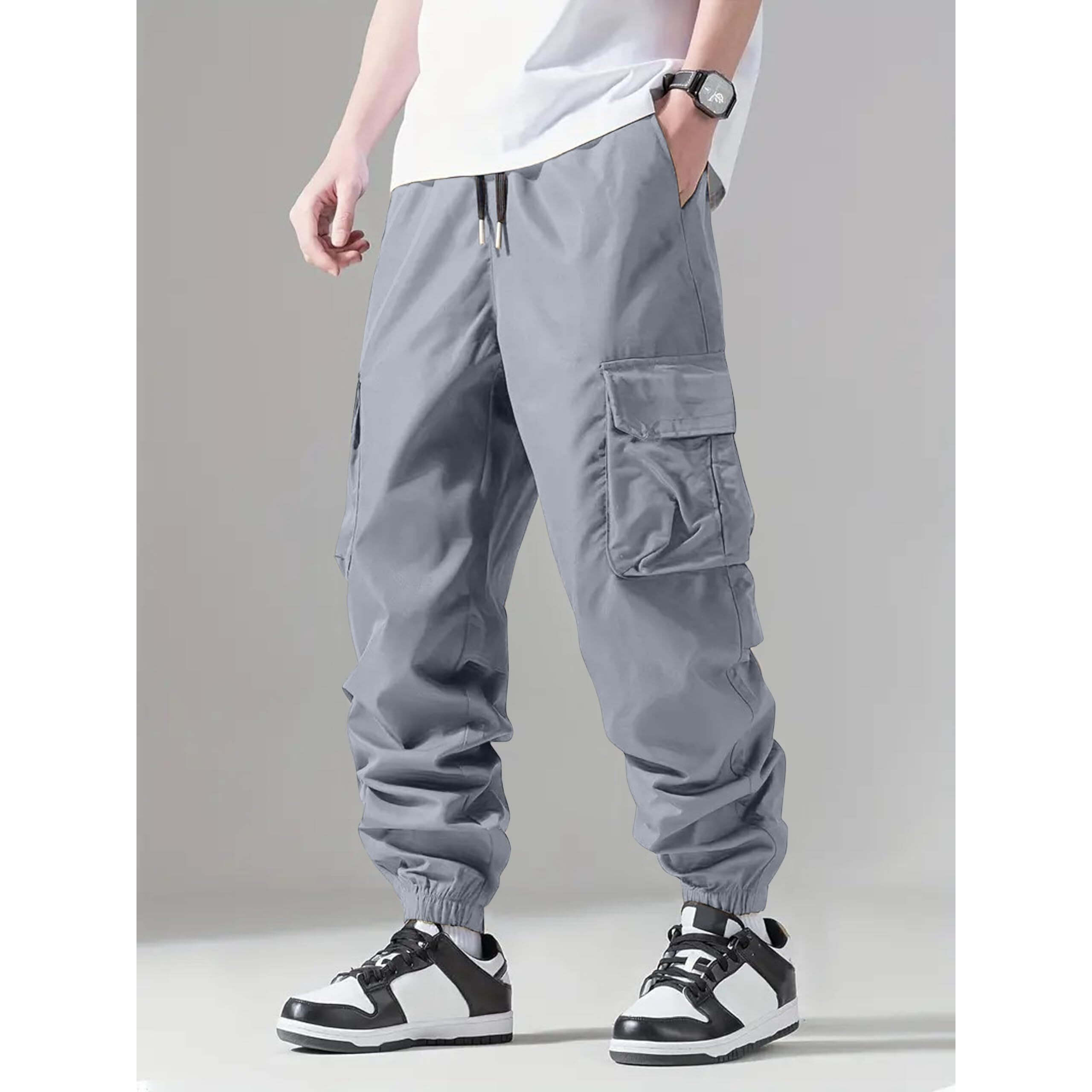 Indoprimo Men Cargo || Men Cargo Pants || Men Cargo Pants Cotton || Cargos For Men || Men Cargo Trouser (In, Alpha, 2Xl, Regular, Standard, Grey)