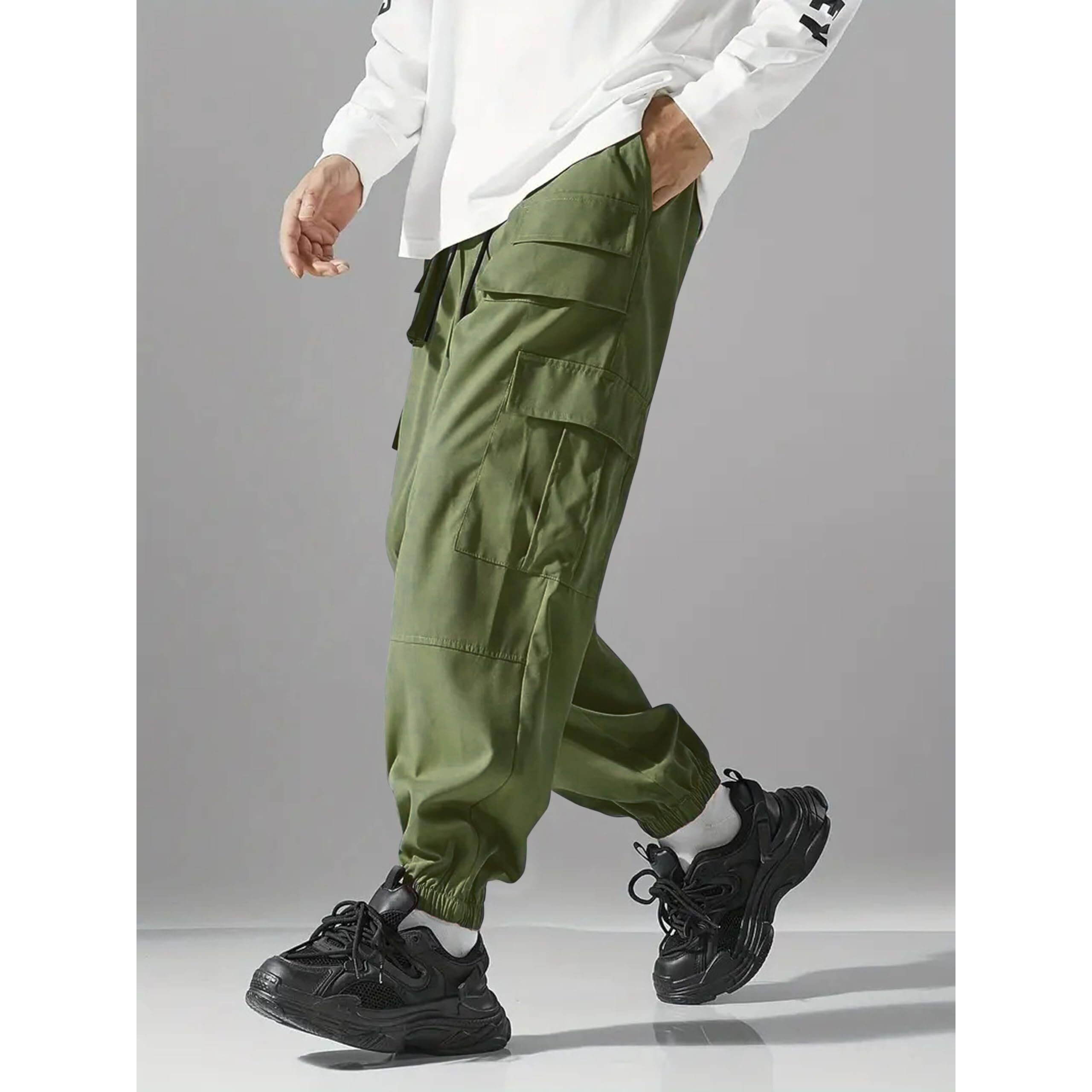 Indoprimo Men Cargo || Men Cargo Pants || Men Cargo Pants Cotton || Cargos For Men || Men Cargo Trouser - Paris (In, Alpha, L, Mahendi)