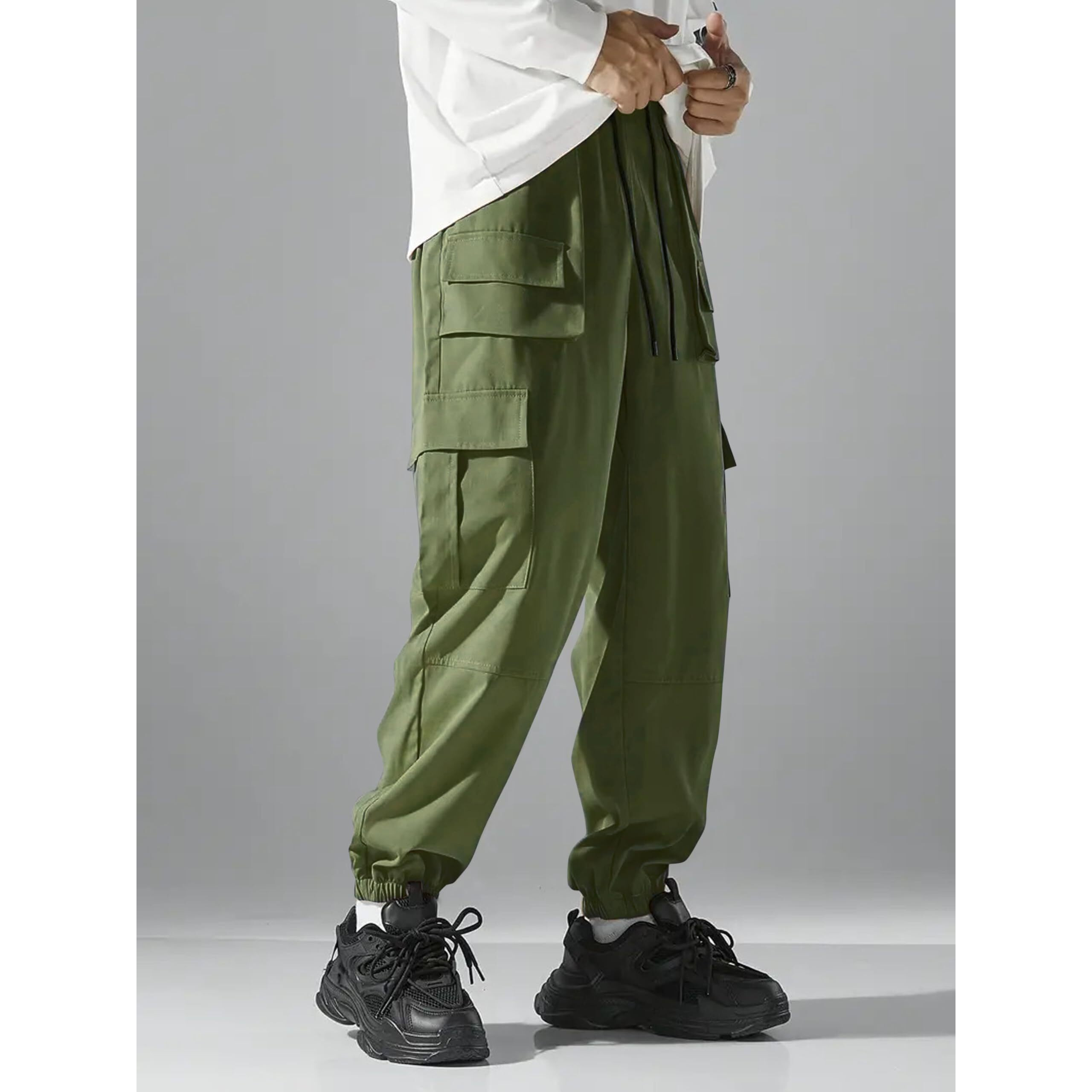 Indoprimo Men Cargo || Men Cargo Pants || Men Cargo Pants Cotton || Cargos For Men || Men Cargo Trouser - Paris (In, Alpha, L, Mahendi)