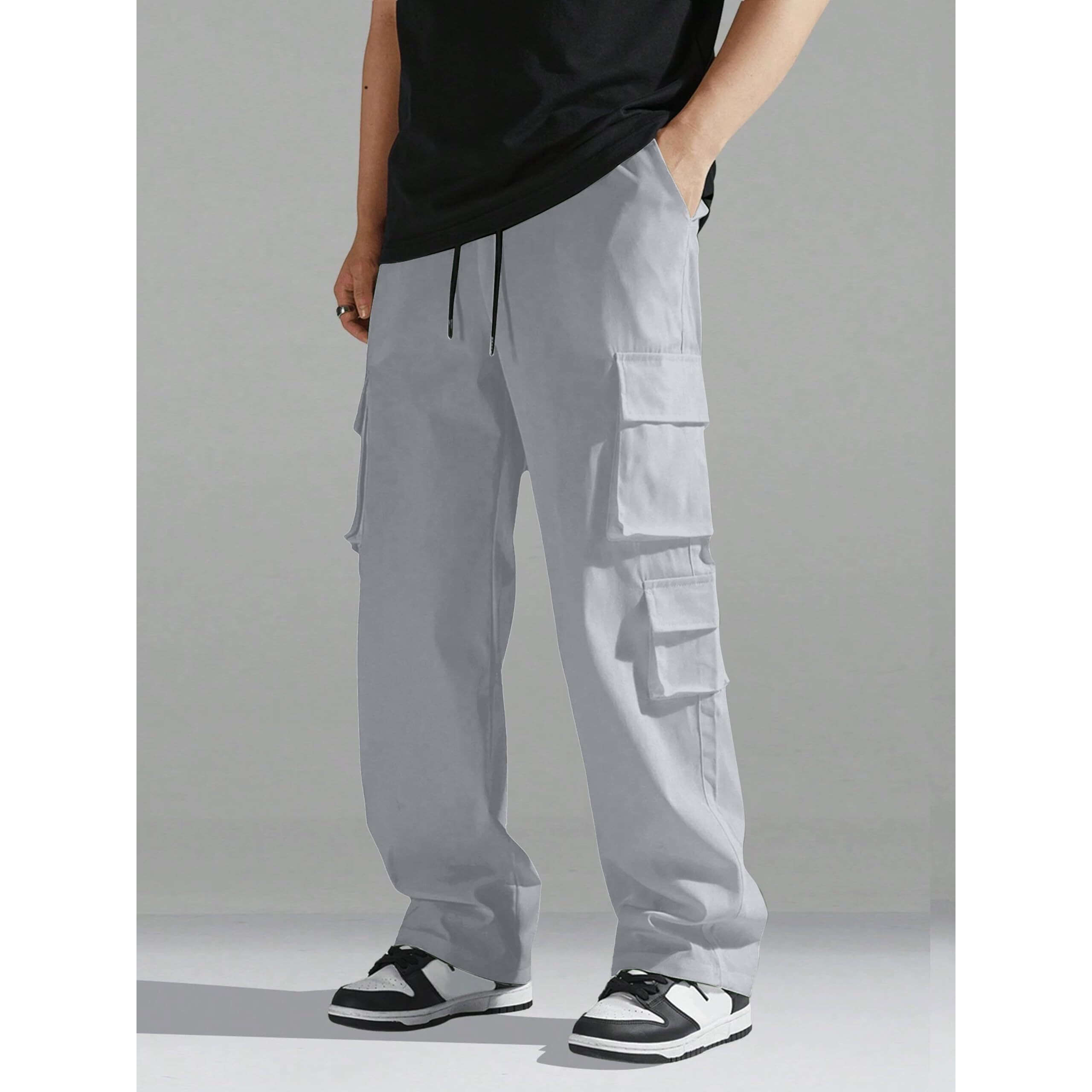 Indoprimo Men Cargo || Men Cargo Pants || Men Cargo Pants Cotton || Cargos For Men || Men Cargo Trouser (In, Alpha, Xl, Regular, Grey)