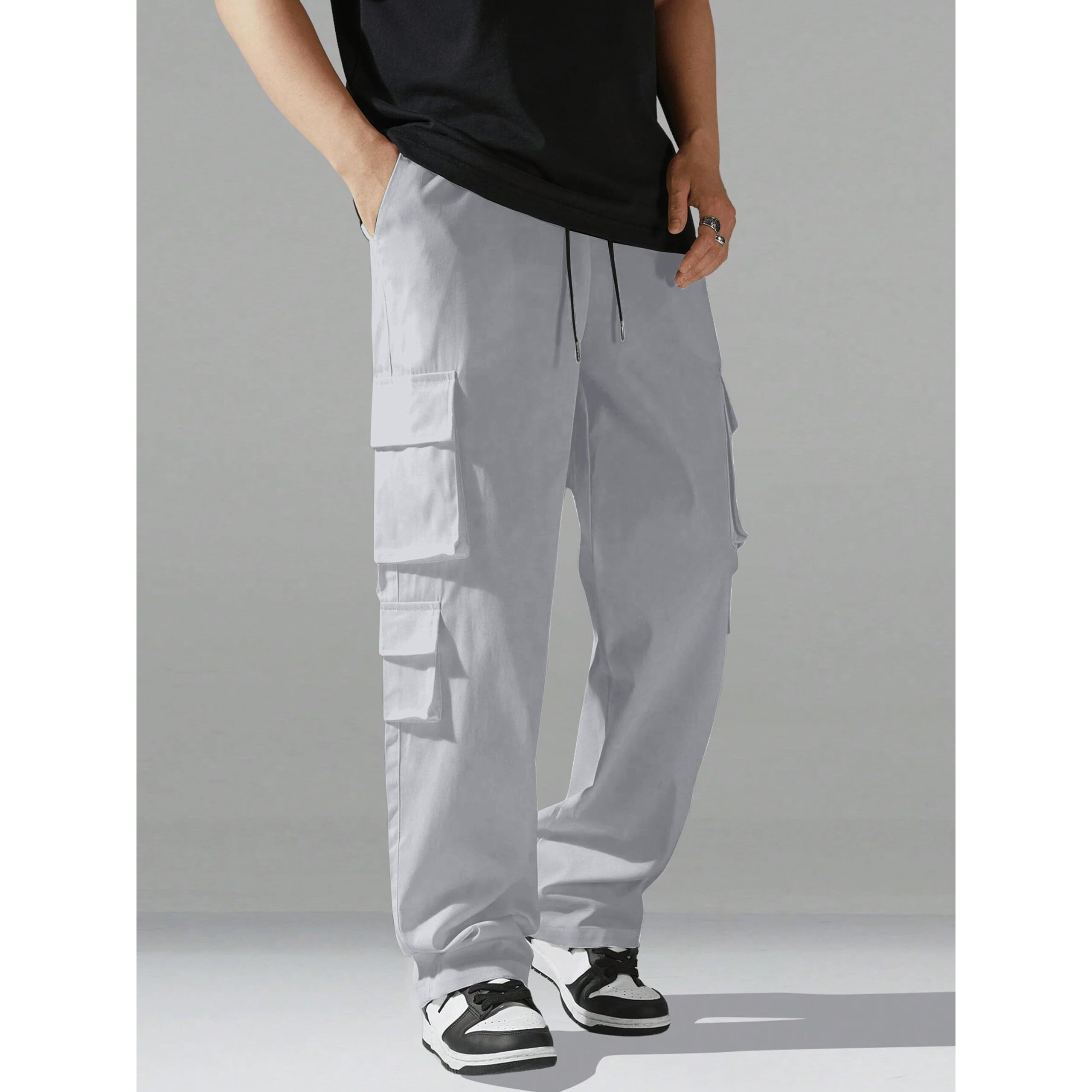 Indoprimo Men Cargo || Men Cargo Pants || Men Cargo Pants Cotton || Cargos For Men || Men Cargo Trouser (In, Alpha, Xl, Regular, Grey)
