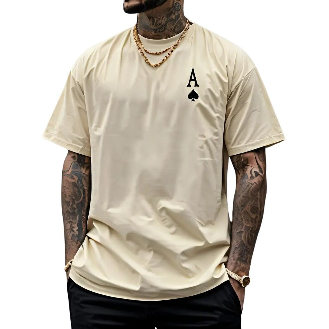 Indoprimo Casual Oversized T-Shirt For Men Half Sleeve (In, Alpha, Xl, Cream)