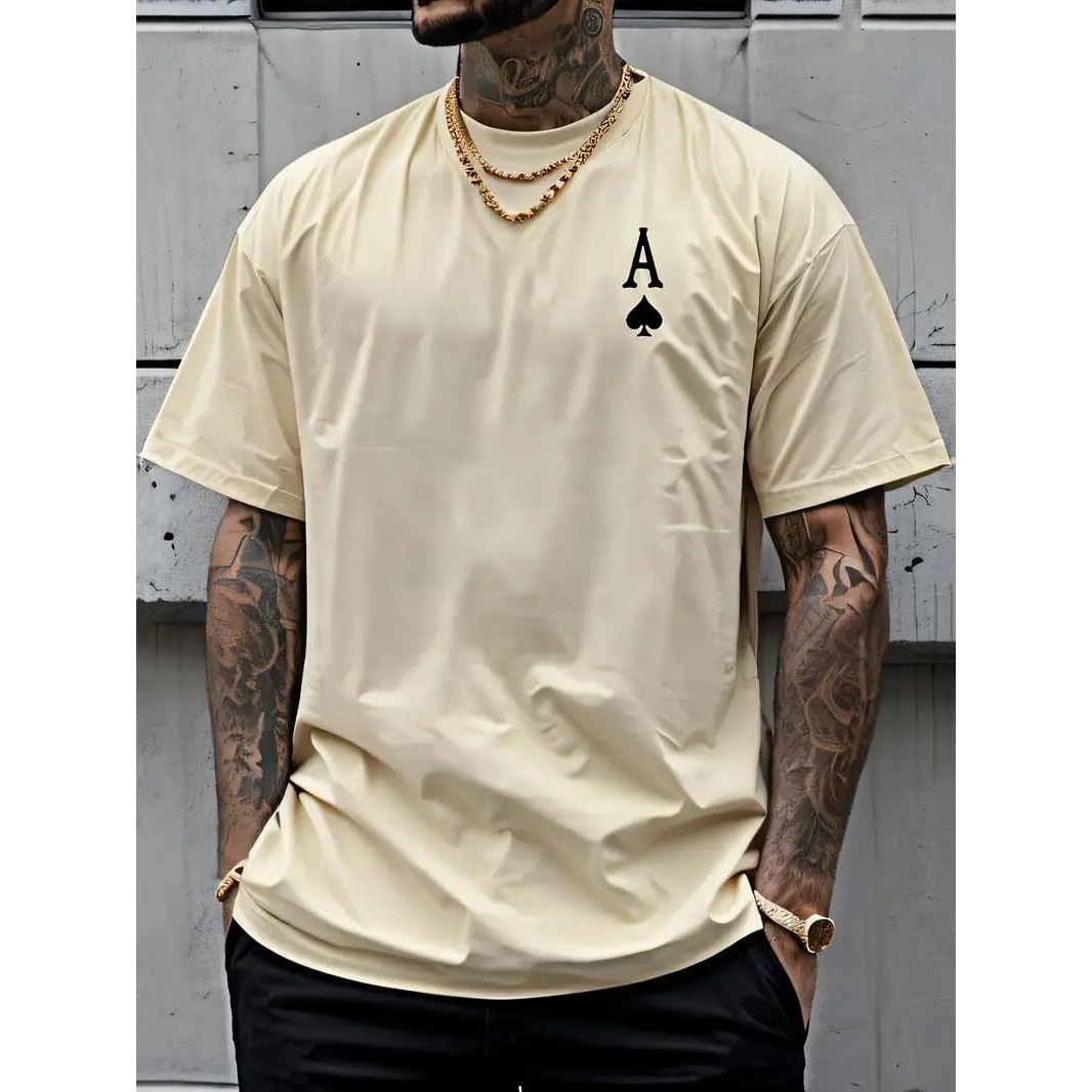 Indoprimo Casual Oversized T-Shirt For Men Half Sleeve (In, Alpha, Xl, Cream)