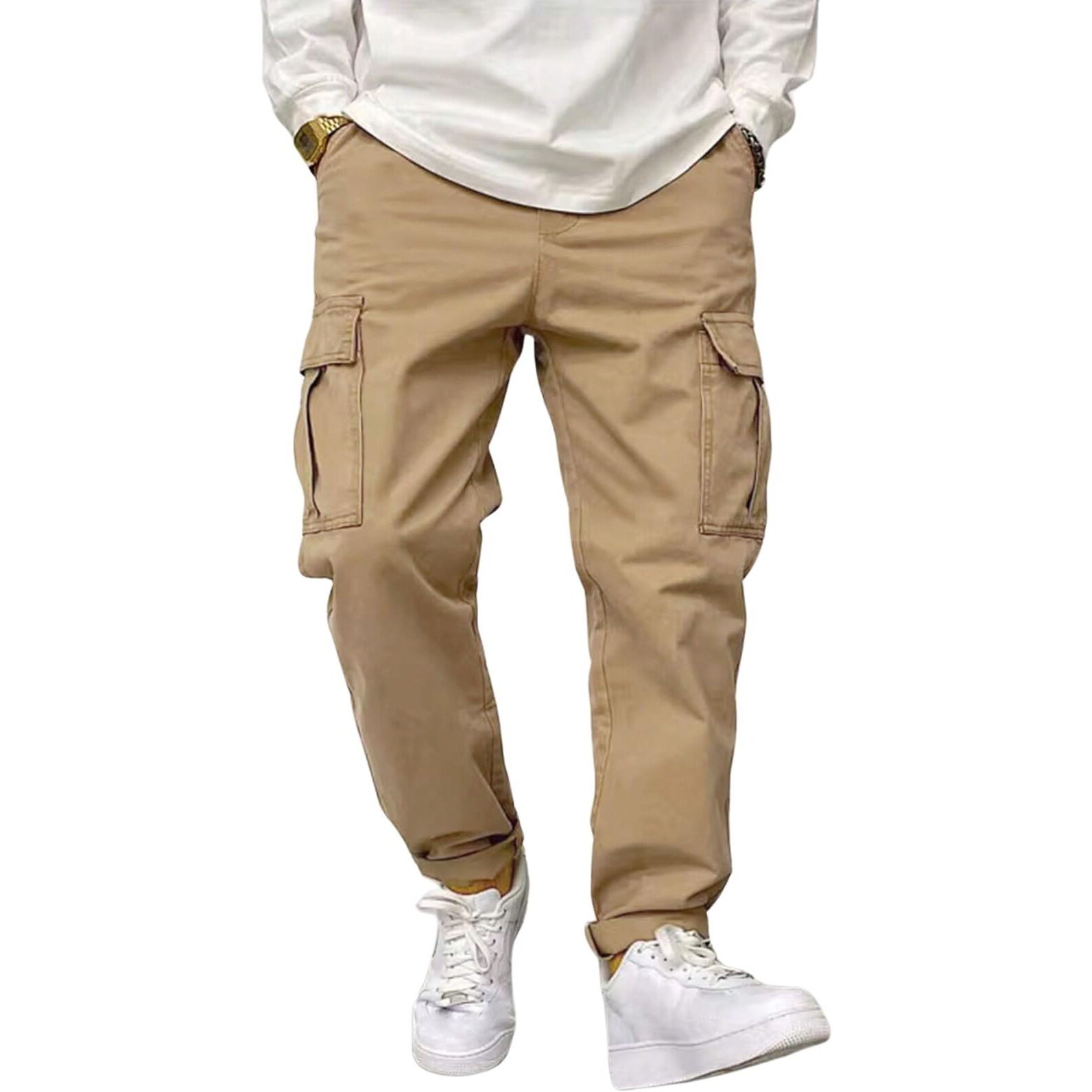 Dhruvi Trendz Regular Fit Baggy Cargo Pant Trouser For Men (Dt-Tp-1056_Brown_M)