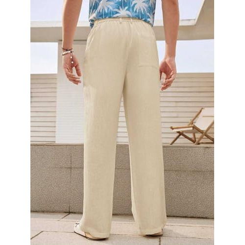 Dhruvi Trendz Linen Pants For Men | Loose Fit Casual Baggy Cargo Pants (Dt-Tp-1122-M-Cream)