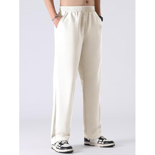 Dhruvi Trendz Men Loose Fit Mid Rise Track Pant (Dt-Tp-1092-L-Cream)