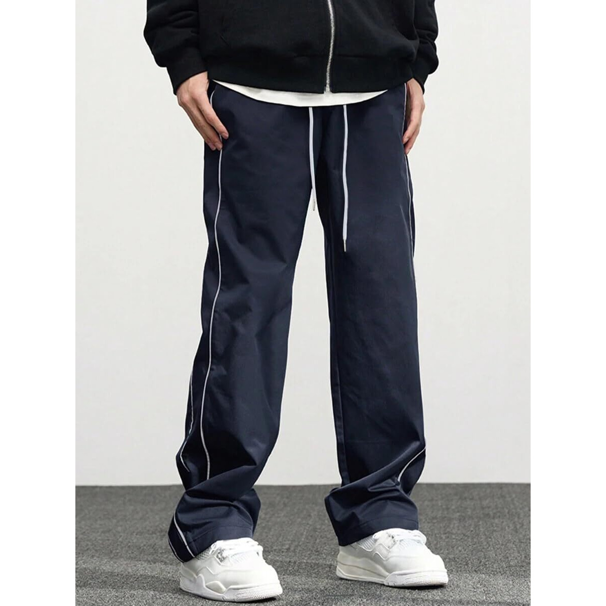 Indoprimo Men's Loose Casual Pants (B0Dk1Bs8F6_Navy