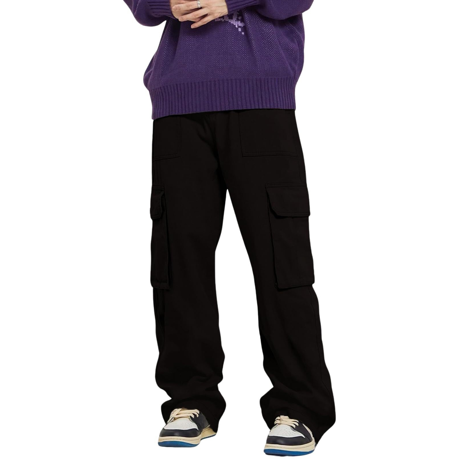 Dhruvi Trendz Men Cotton Cargo Pant (Dt-Tp-1077-L-Black)