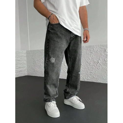Dhruvi Trendz Men Jeans | Men Jeans Pants | Denim Jeans | Baggy Jeans For Men | Loose Fit Jeans For Men | Stylish Jeans For Men (Dt-Mj-30-32-Black)