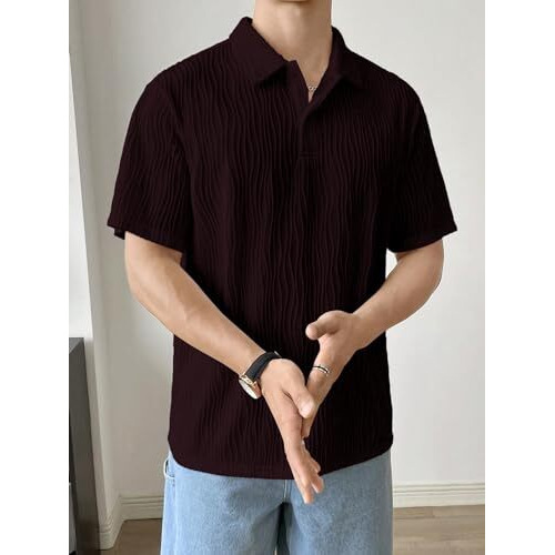 Dhruvi Trendz Drop Shoulder Polo T-Shirt For Men (Dt-Mt-1077_Burgundy_S).