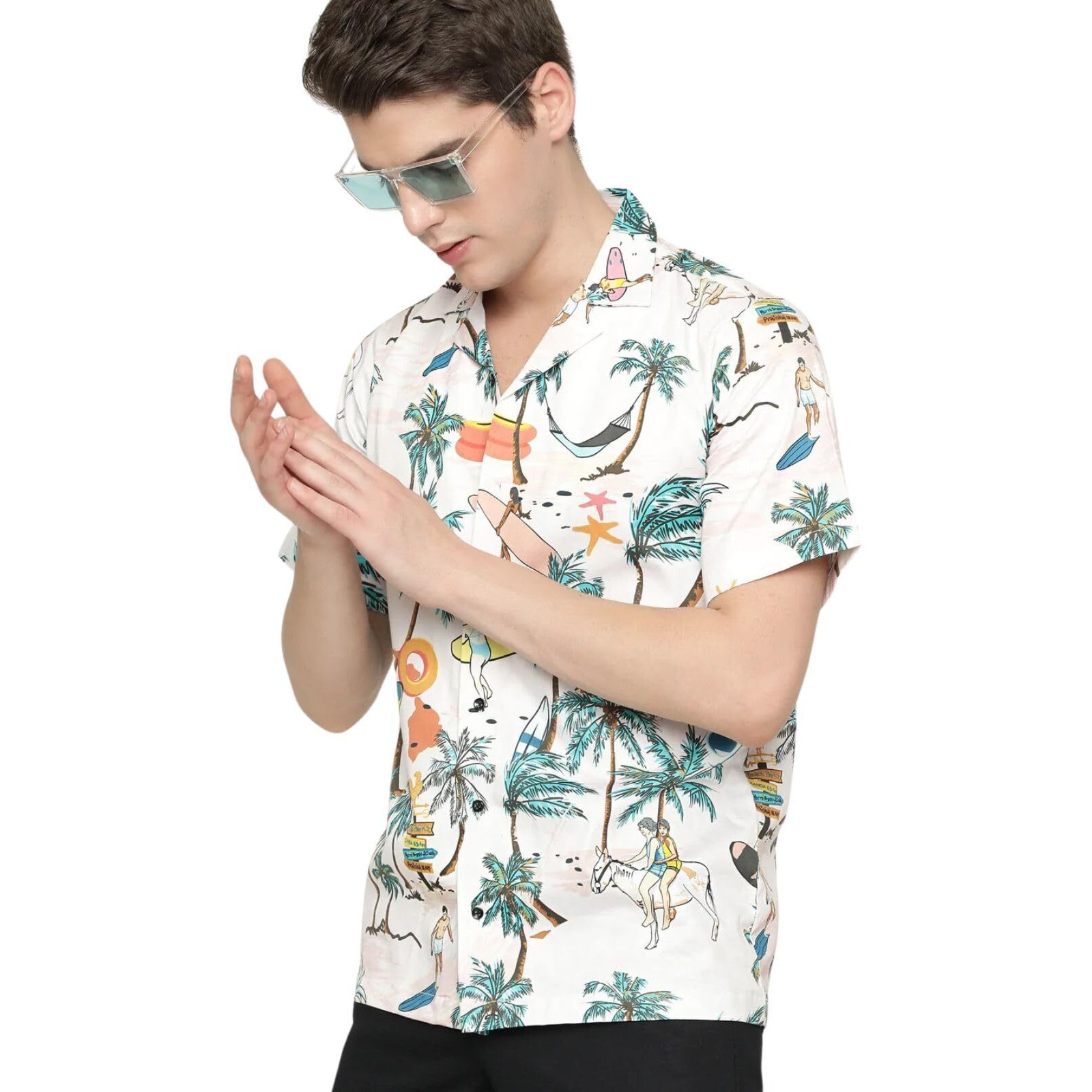 Dhruvi Trendz Mens Rayon Men's Casual Shirt Regular Fit Western (Dt-Ms-6068_Sky_S)