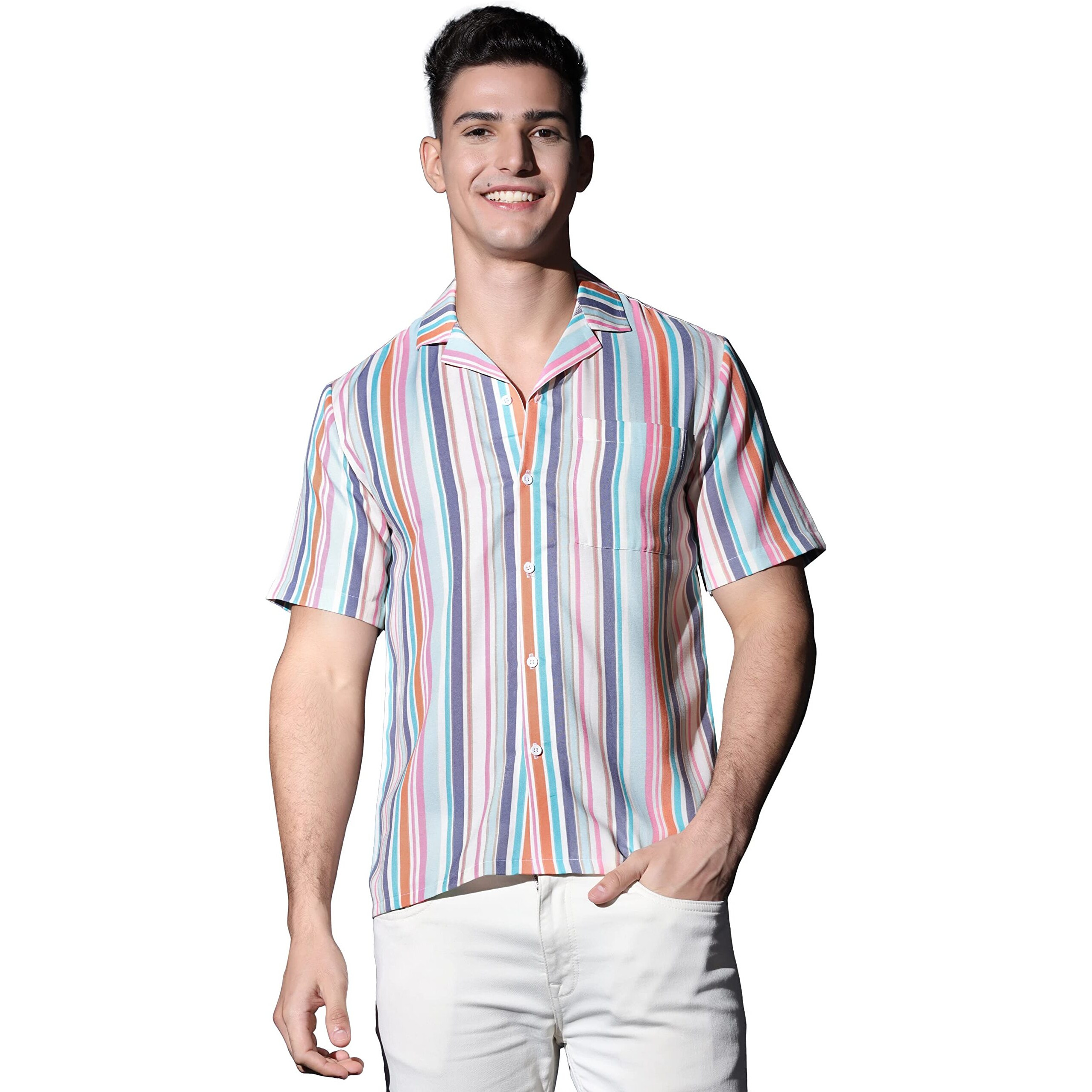Dhruvi Trendz Men's Regular Fit Shirt (Dt-Ms-6032_Multicolour M)