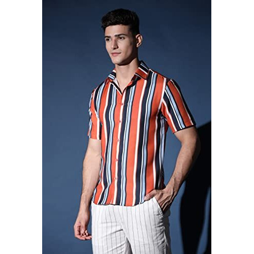 Dhruvi Trendz Men's Regular Fit Shirt (Dt-Ms-6030_Orange M)