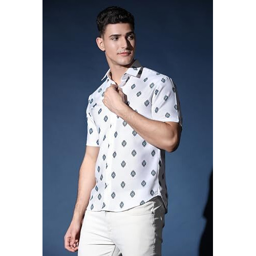 Dhruvi Trendz Men's Regular Fit Shirt (Dt-Ms-6045_White L)
