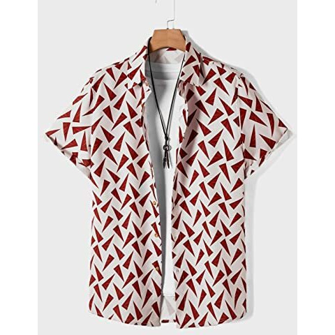 Dhruvi Trendz Men's Floral Reguler Fit Shirt (Dt-Ms-6072_Red M)