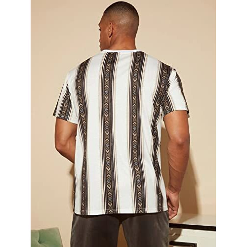 Dhruvi Trendz Men's Cotton Geometric Regular Fit T-Shirt (Dt-Mt-1021_Brown Xl)