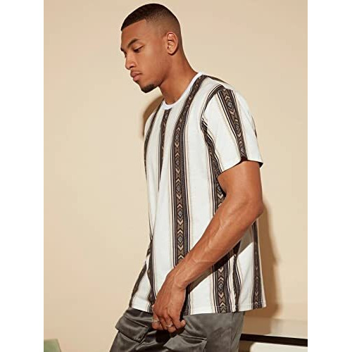 Dhruvi Trendz Men's Cotton Geometric Regular Fit T-Shirt (Dt-Mt-1021_Brown Xl)