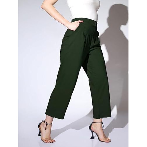 Dhruvi Trendz Men's Regular Trouser For Women (Dt-Tr777_Olive Green_L)