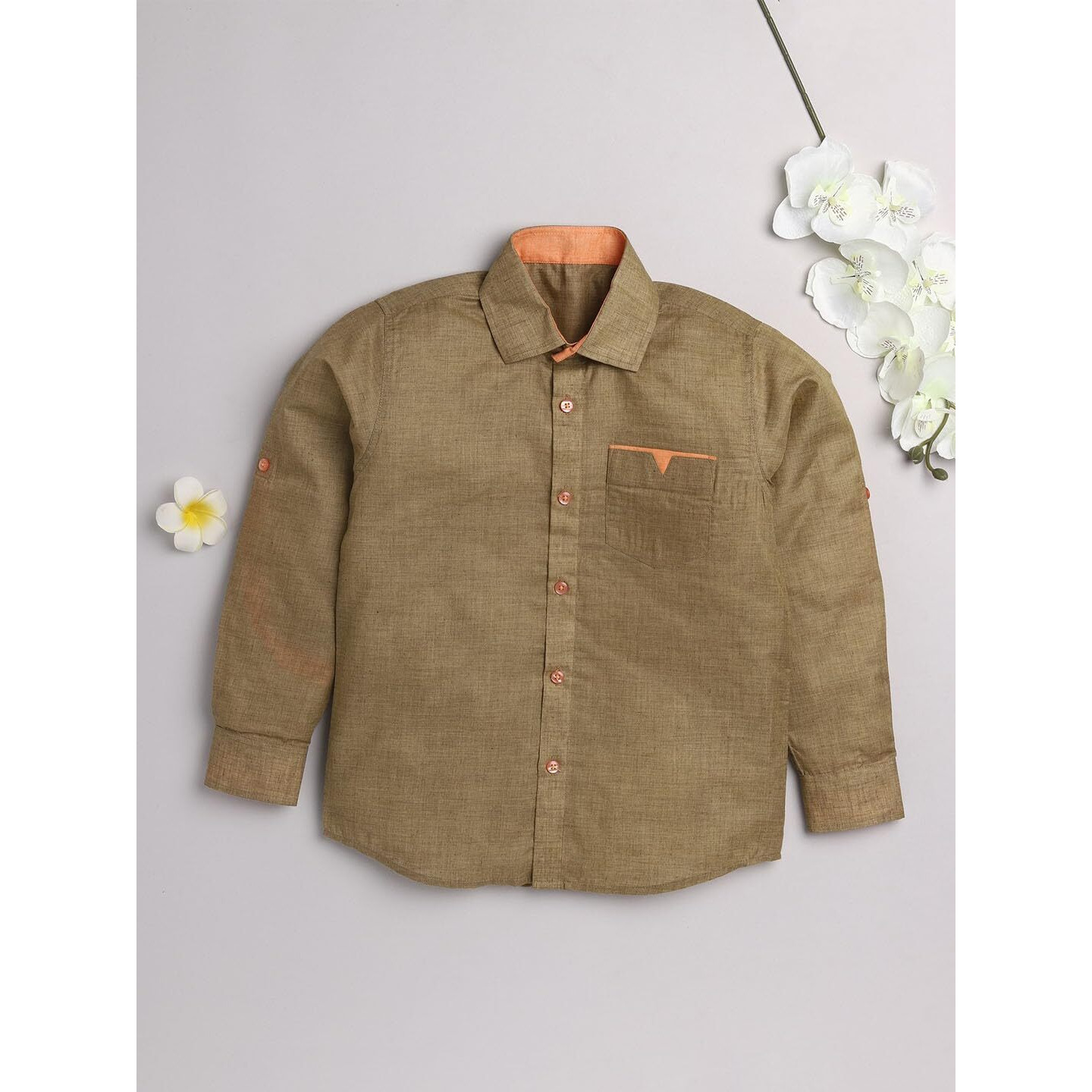 Jbn Creation Boy's Regular Fit Shirt (Jbnbsh008Gn_22_Olive