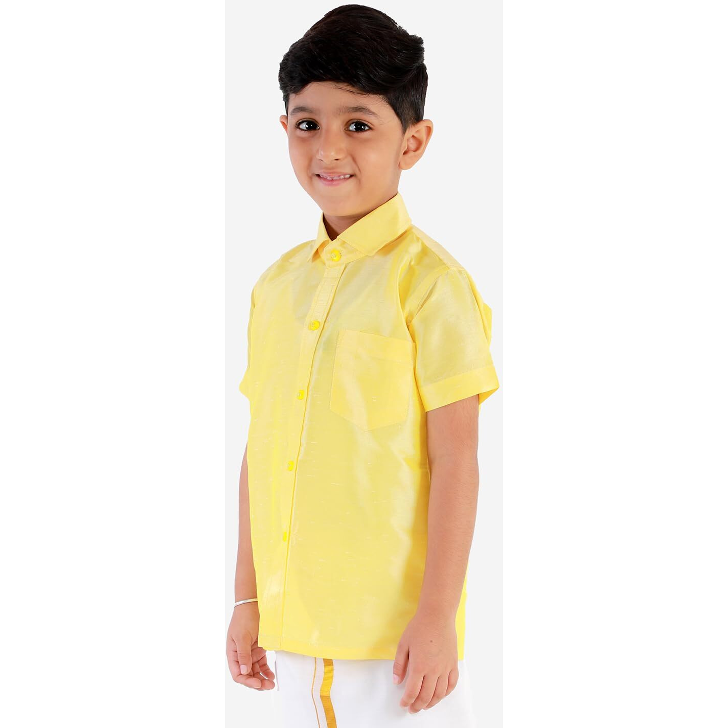 Jbn Creation Boy's Solid Regular Fit Dress Shirt (Jbnbsh004Yw_24_Yellow
