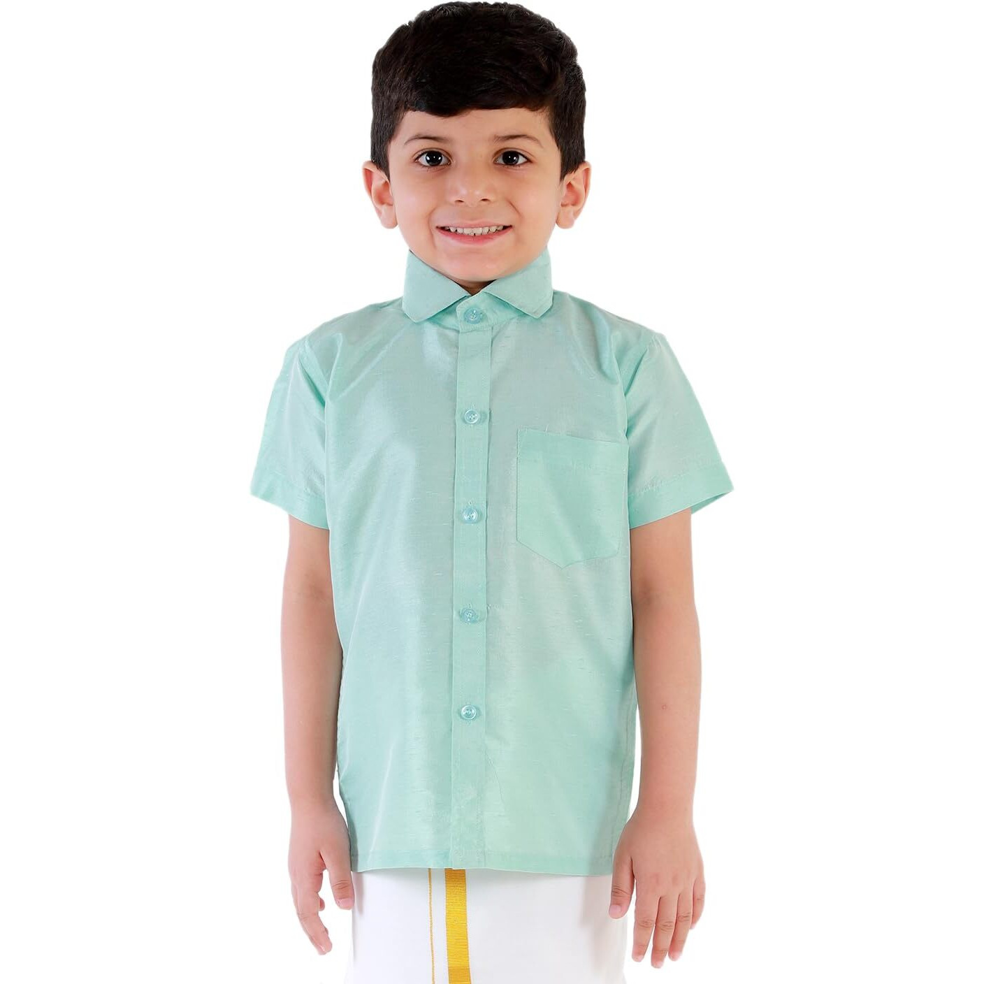 Jbn Creation Boy's Solid Regular Fit Dress Shirt (Jbnbsh004Aq_28_Aqua