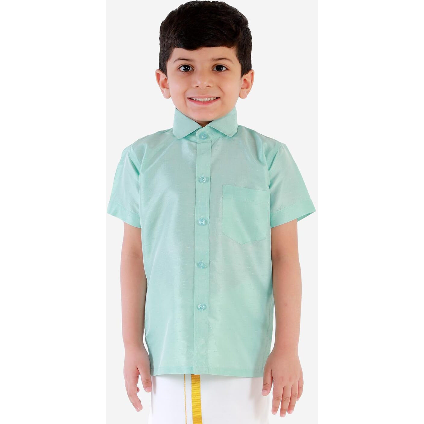 Jbn Creation Boy's Solid Regular Fit Dress Shirt (Jbnbsh004Aq_28_Aqua